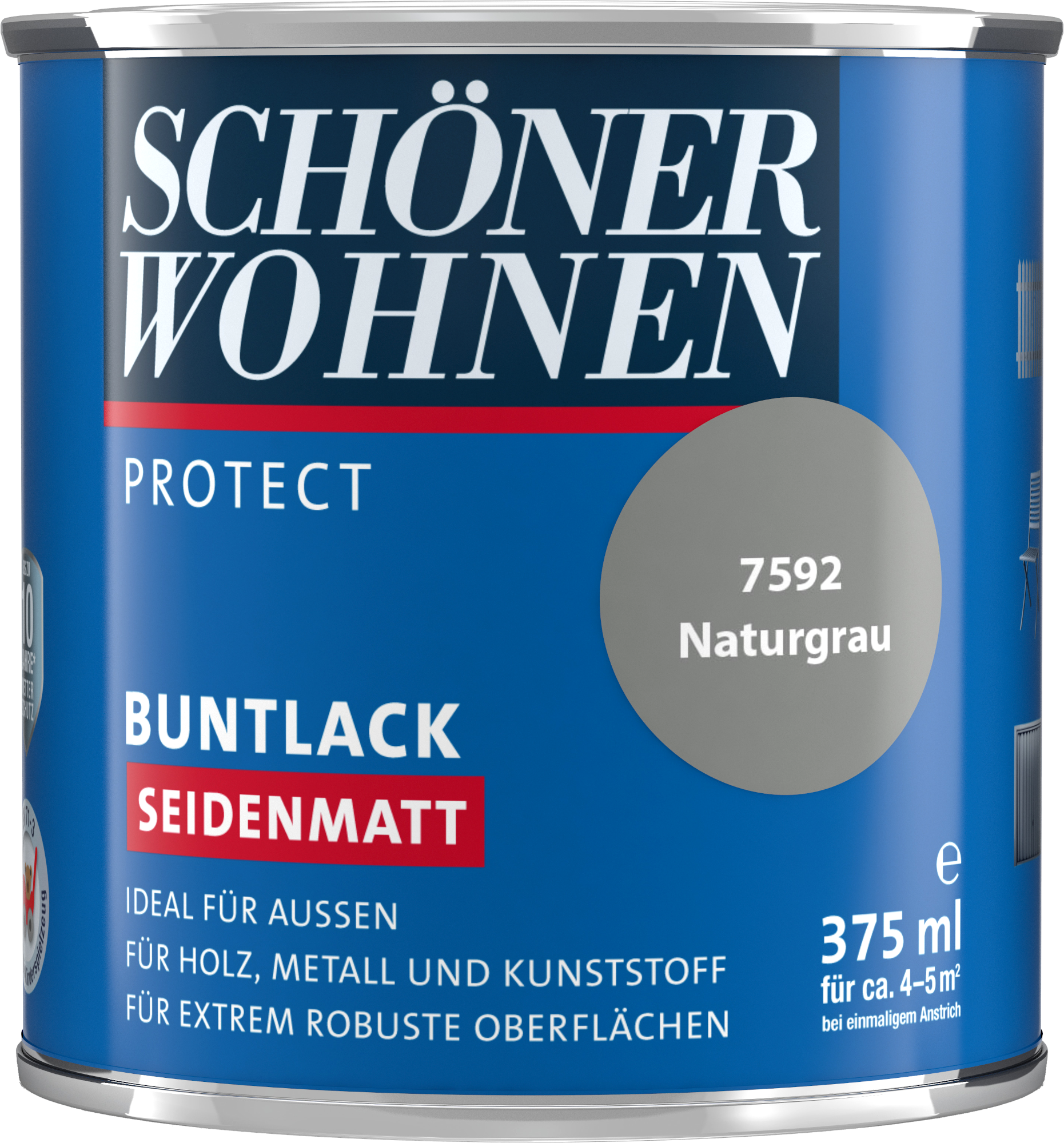 375ml Schöner Wohnen Protect Buntlack seidenmatt 7592 Naturgrau