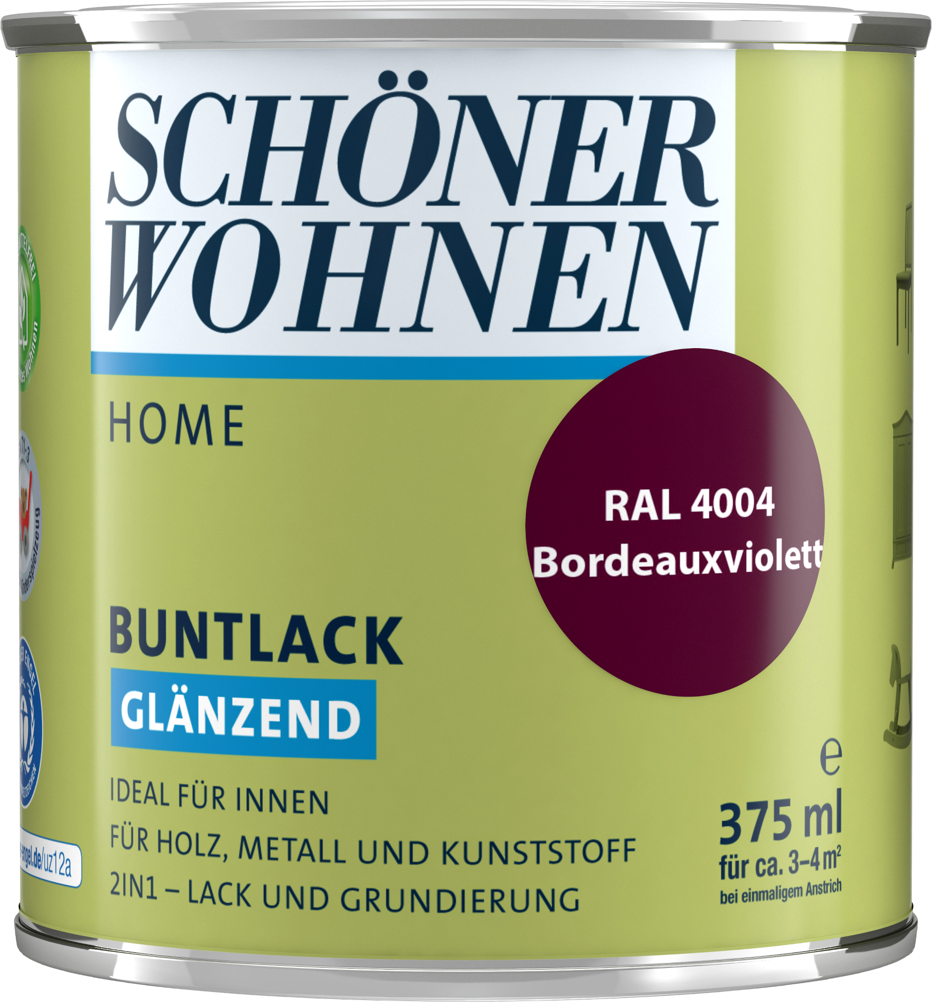375ml Schöner Wohnen Home Buntlack glänzend, RAL 4004 Bordeauxviolett
