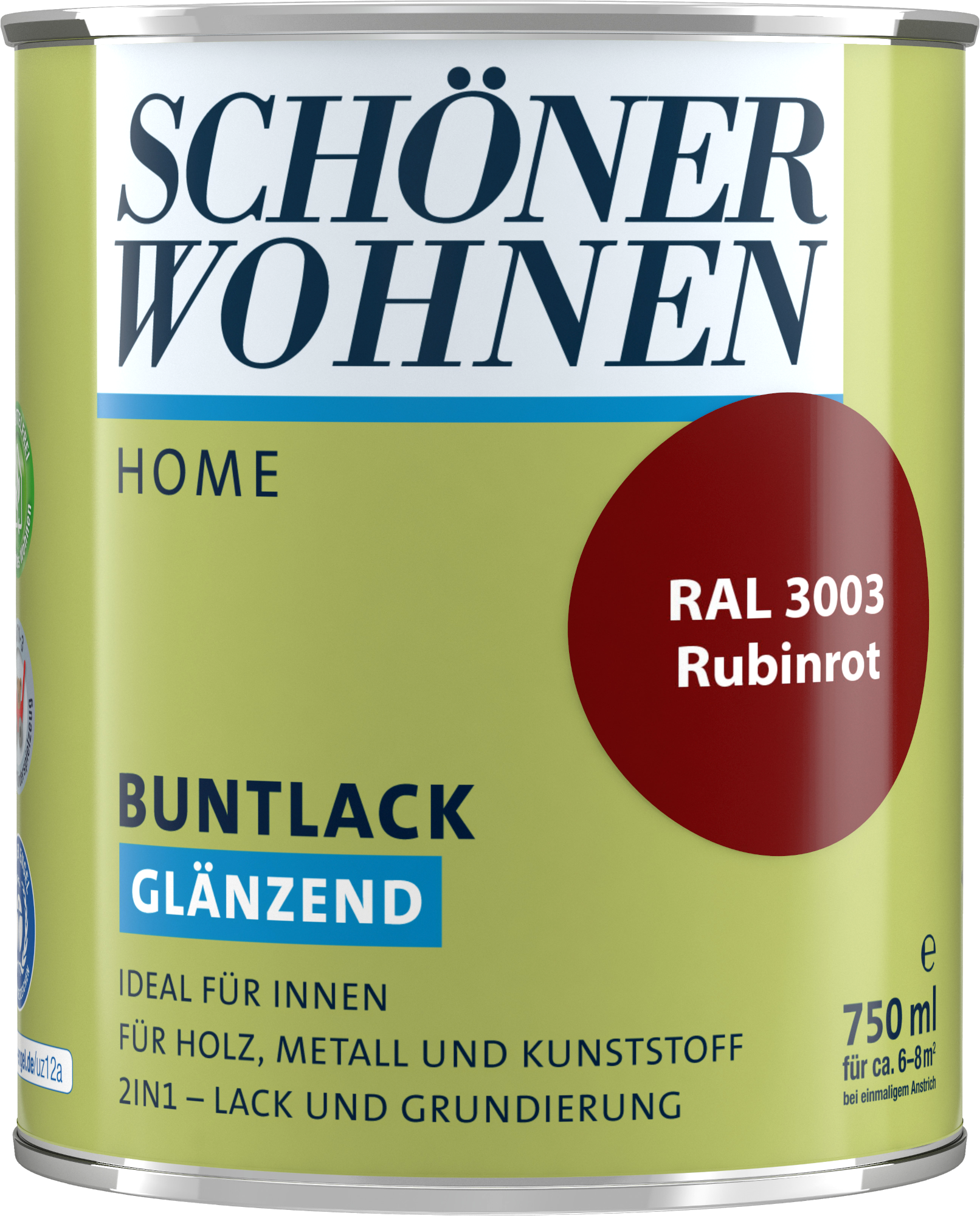 750ml Schöner Wohnen Home Buntlack glänzend, RAL 3003 Rubinrot