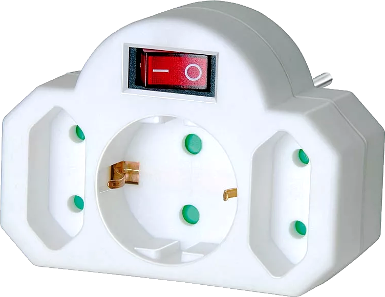 Adapterstecker Euro 2 + Schutzkontakt 1 mit Schalt