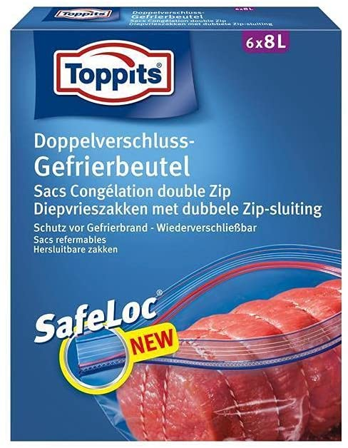 Toppits 8 Liter Gefrierbeutel Safelock (6 Stück je Pack)