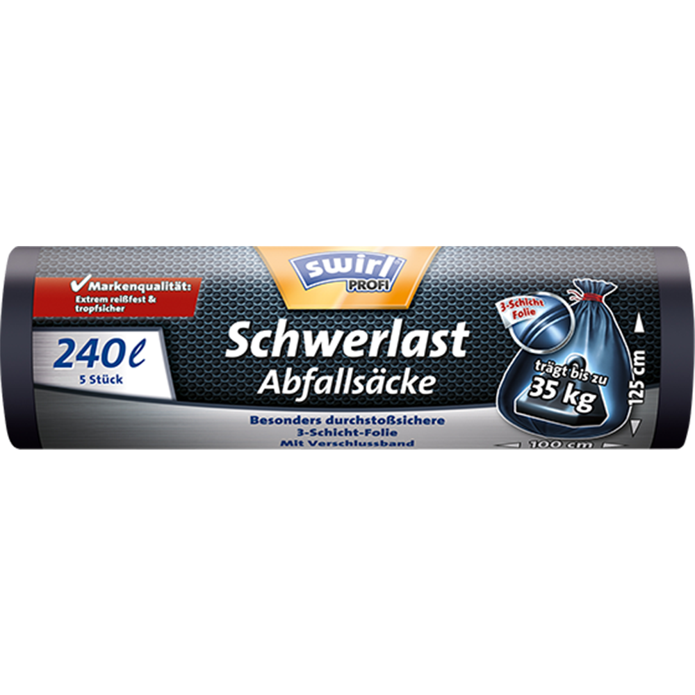 Swirl Profi-Schwerlast-Abfallsäcke 240 Liter, (5/Rolle)