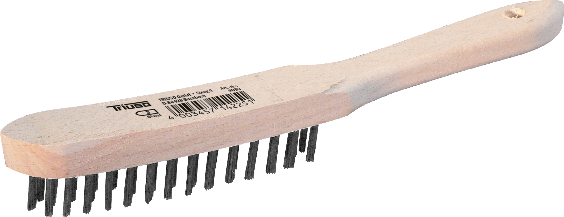 Handdrahtbürste 28cm, Stahldraht, 4-reihig