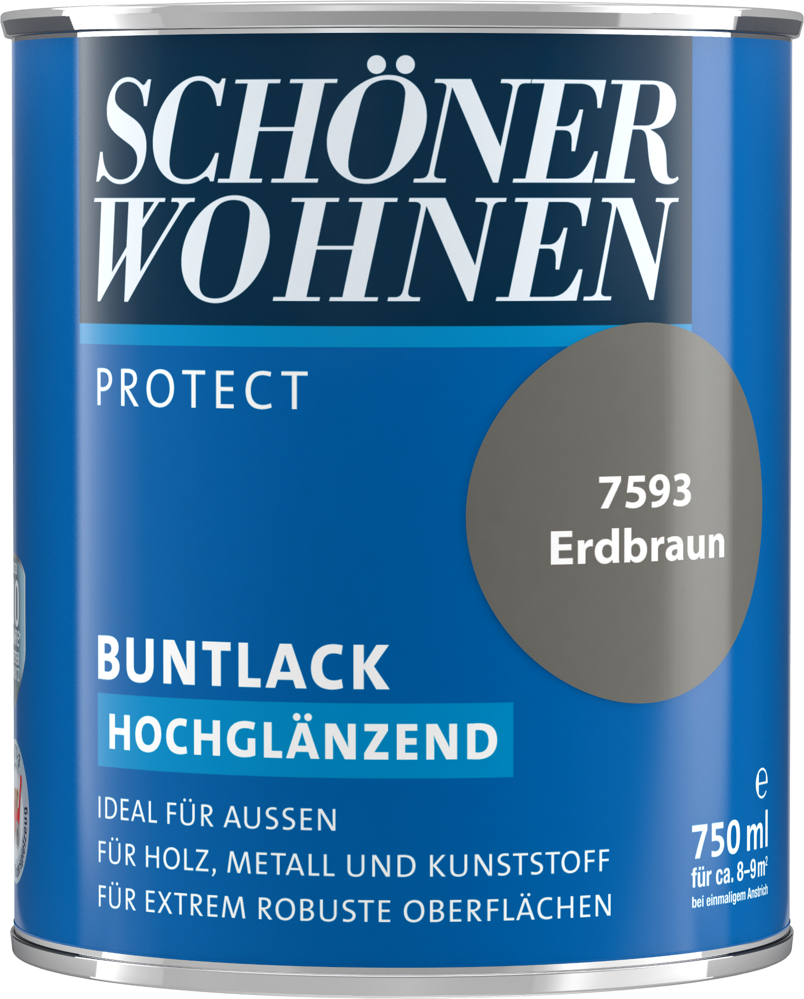 750ml Schöner Wohnen Protect Buntlack hochglänzend 7593 Erdbraun