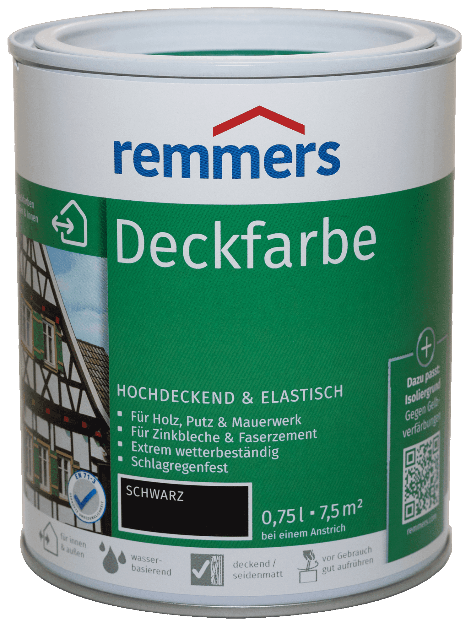 750ml Remmers Deckfarbe Schwarz
