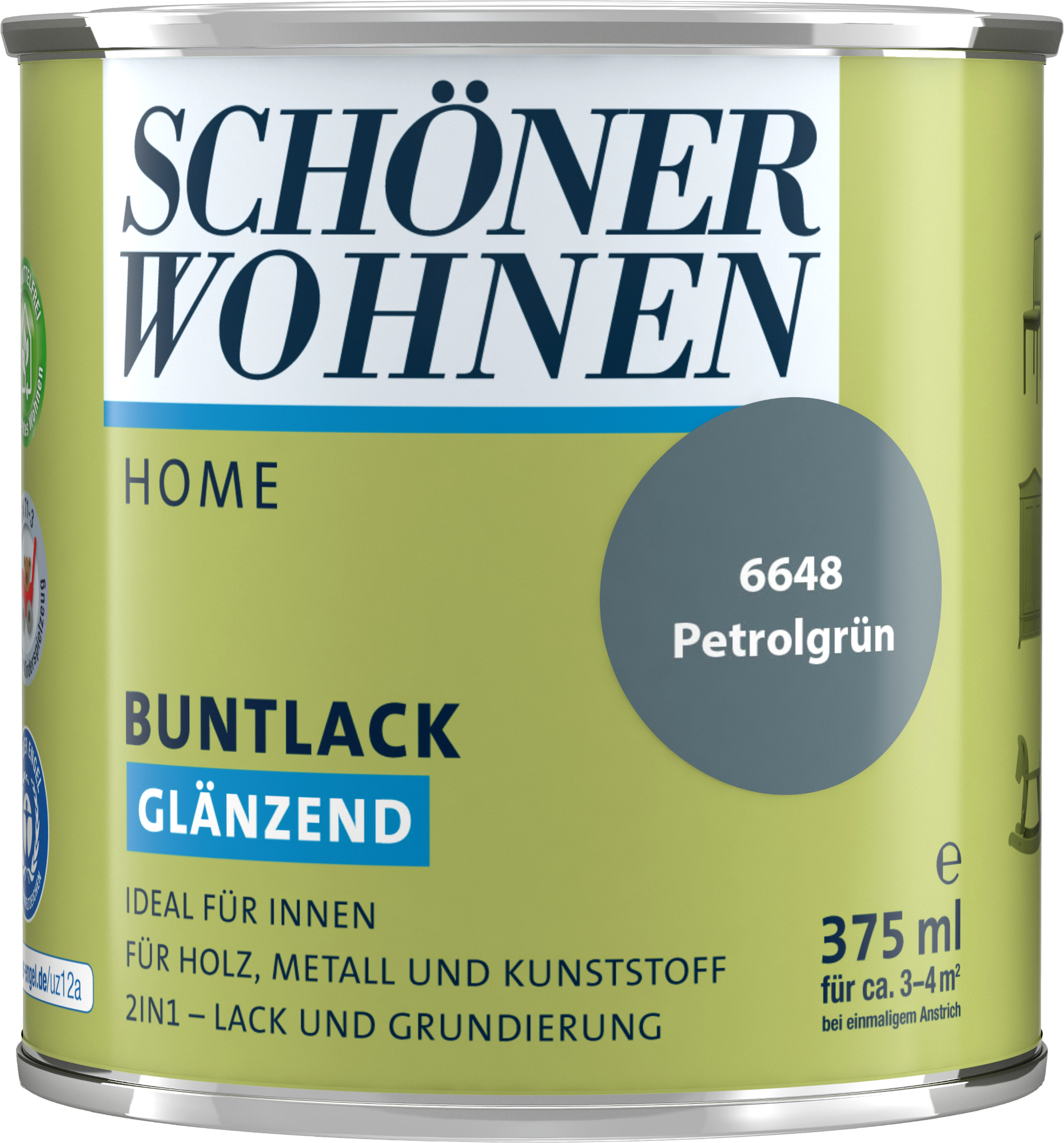 375ml Schöner Wohnen Home Buntlack glänzend, 6648 Petrolgrün