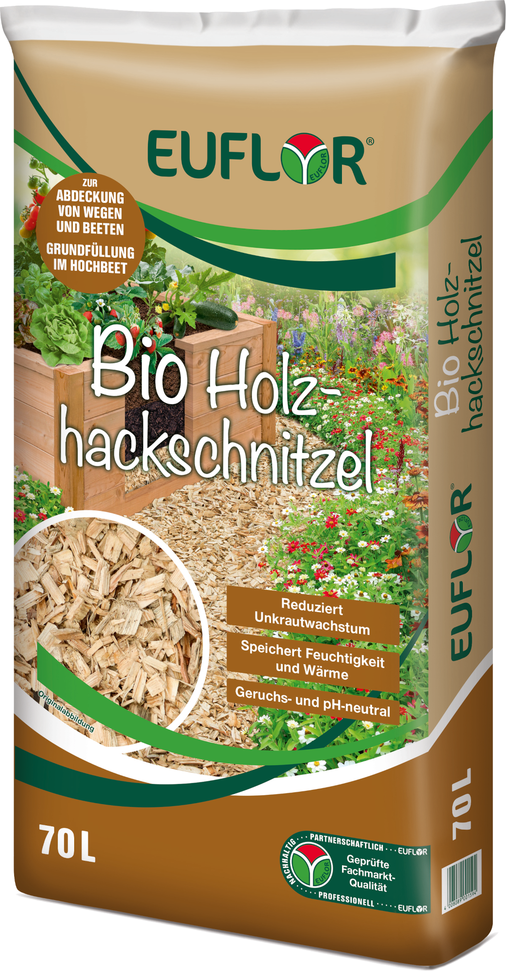 EUFLOR Bio Holzhackschnitzel 70 l Sack