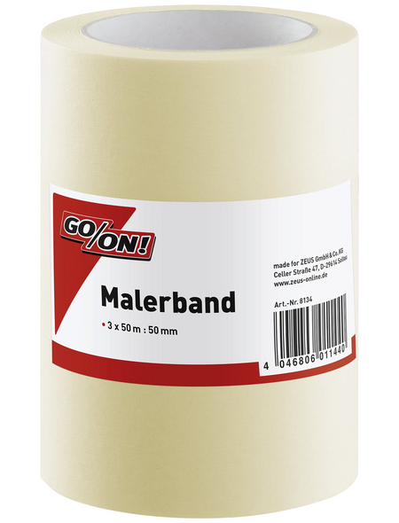 3 Rollen Go/On Malerkrepp flach 50mm x 50m
