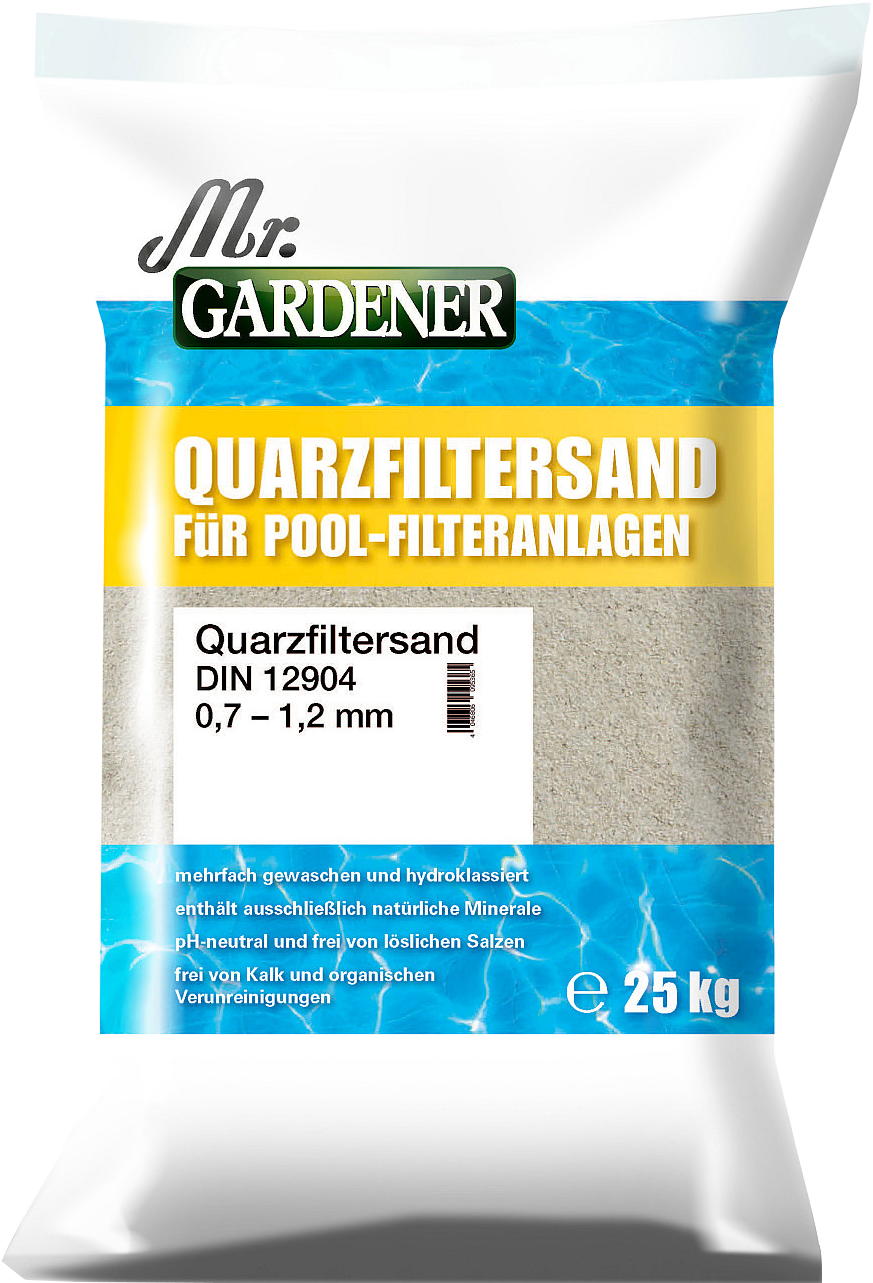 25kg Filtersand Körnung 0,7mm-1,2mm Mr.Gardener