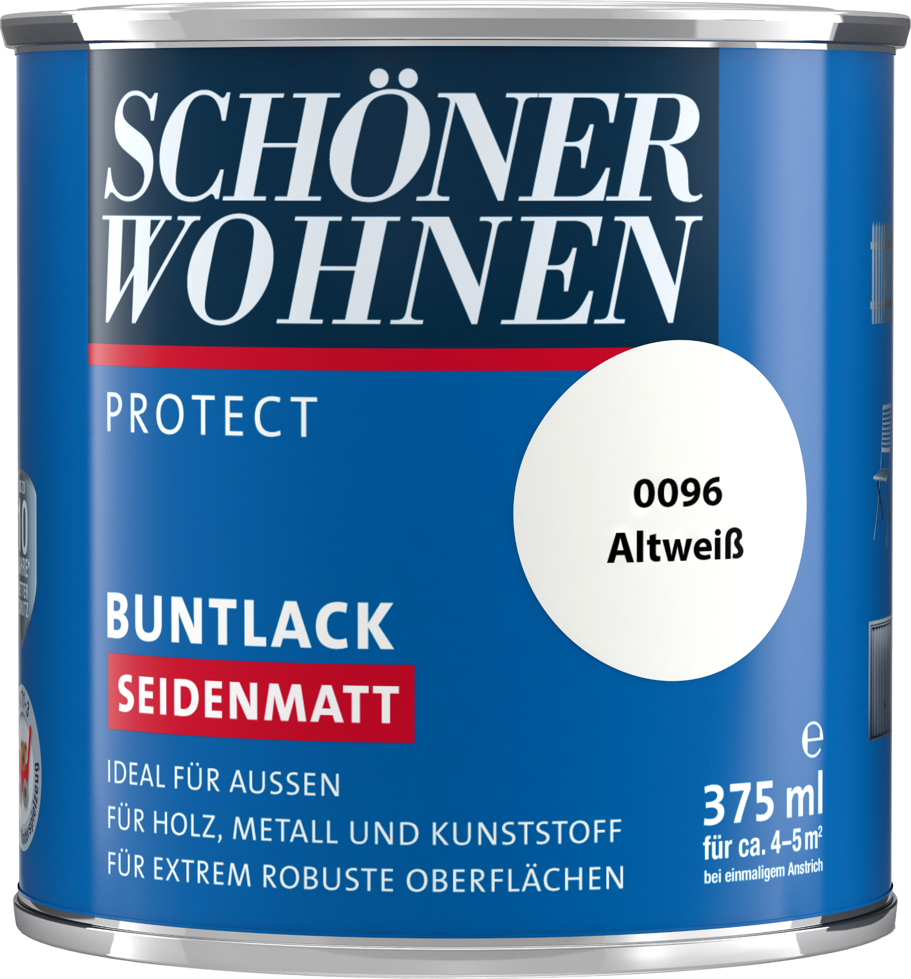 375ml Schöner Wohnen Protect Buntlack seidenmatt 0096 Altweiß