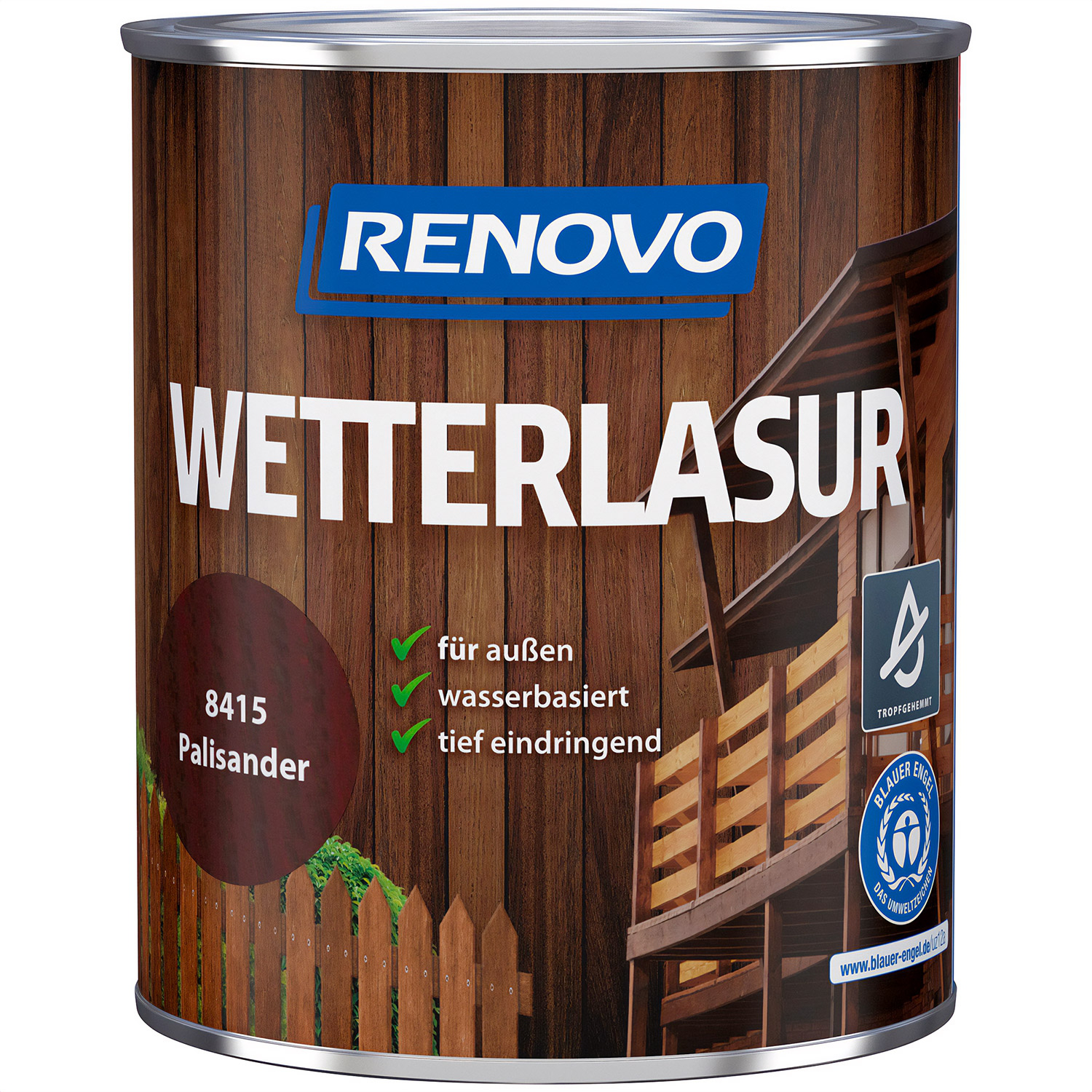 750ml Renovo Wetterlasur/ Aussenlasur Nr.8415 Palisander