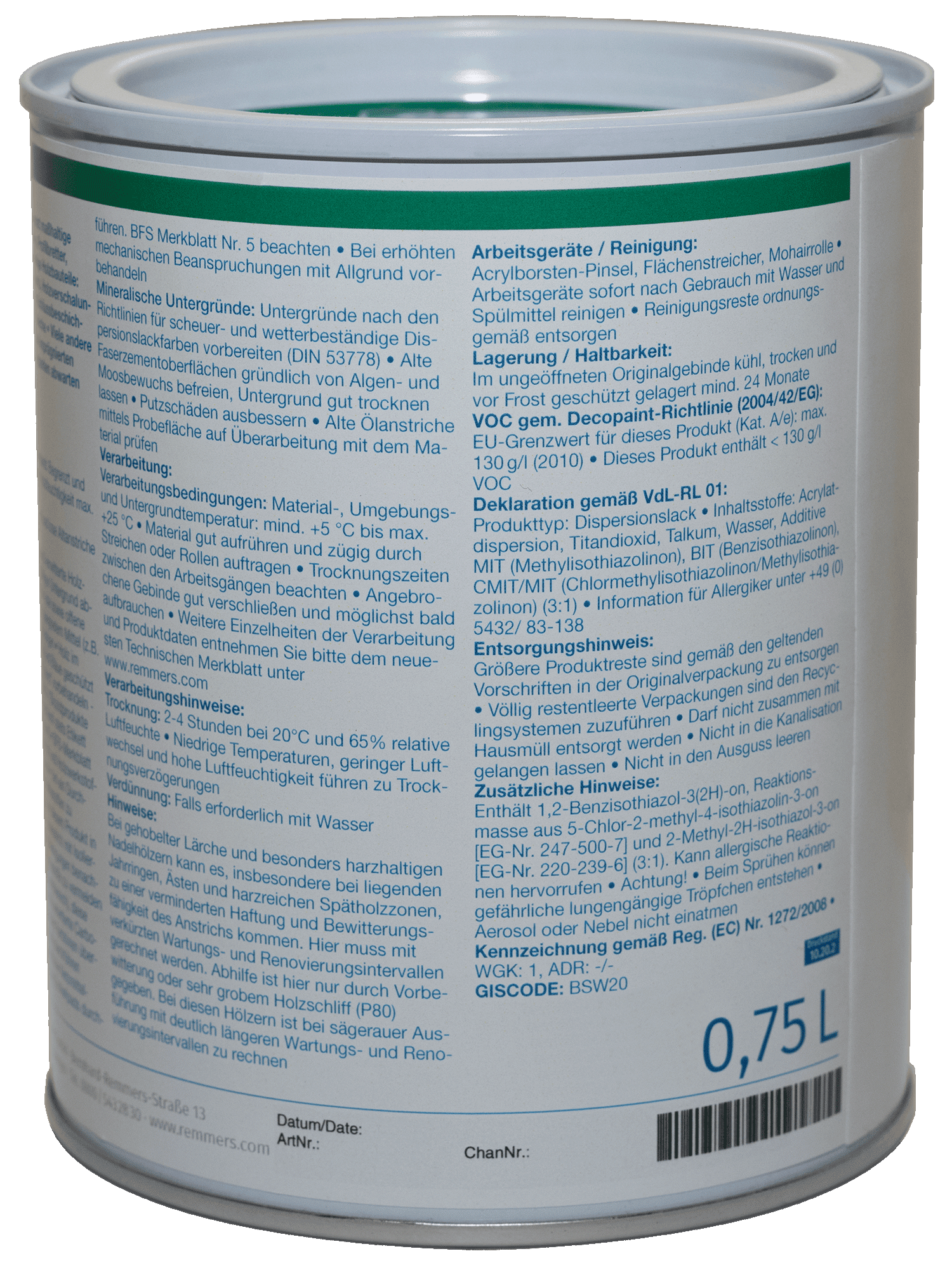 750ml Remmers Deckfarbe Skandinavish Rot