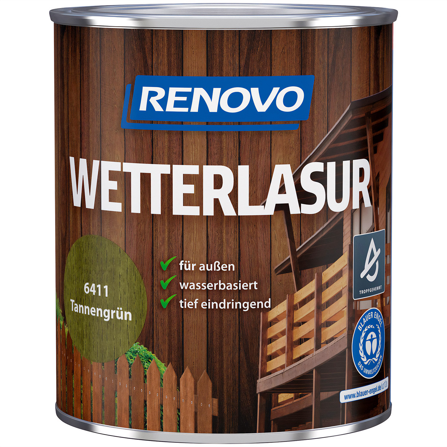 750ml Renovo Wetterlasur/ Aussenlasur Nr.6411 Tannengrün