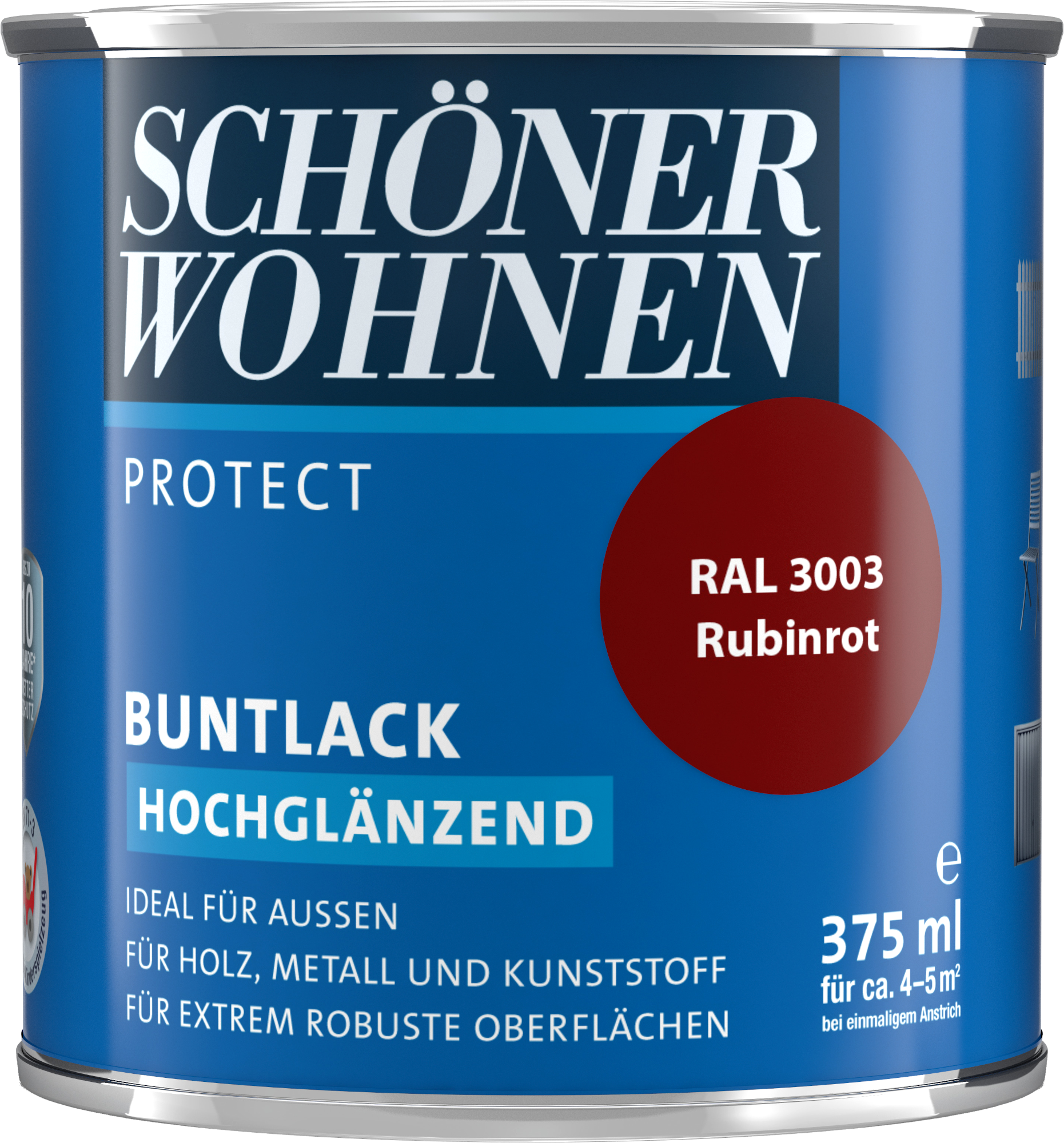 375ml Schöner Wohnen Protect Buntlack hochglänzend RAL 3003 Rubinrot