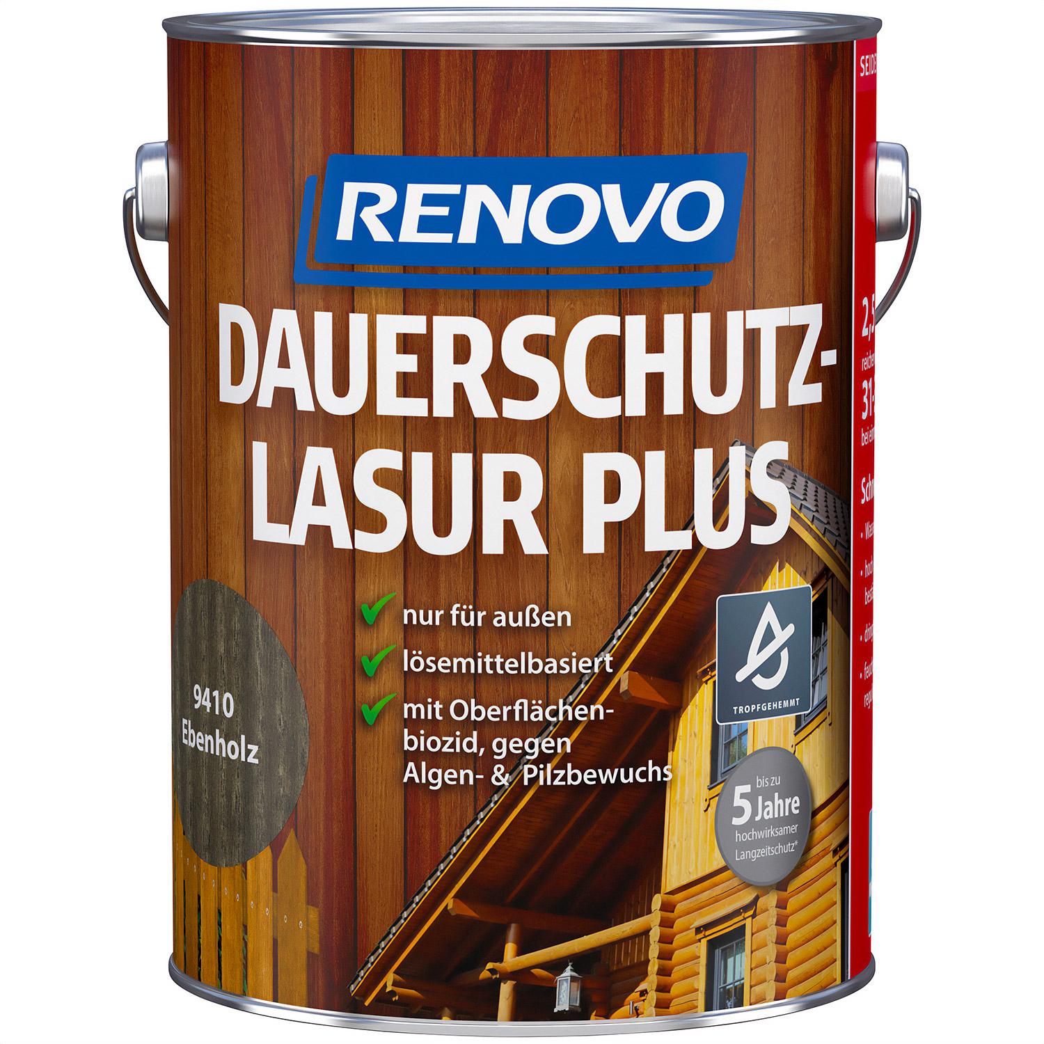 2,5L Renovo Dauerschutzlasur PLUS Nr.9410 Ebenholz