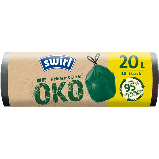 Swirl 20 Liter Öko-Müllbeutel mit Zugband R+D, (18/Rolle)