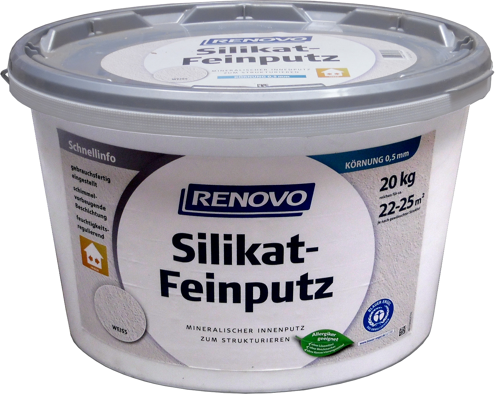 20kg Renovo Silikat Feinputz 0,5mm Weiß für innen