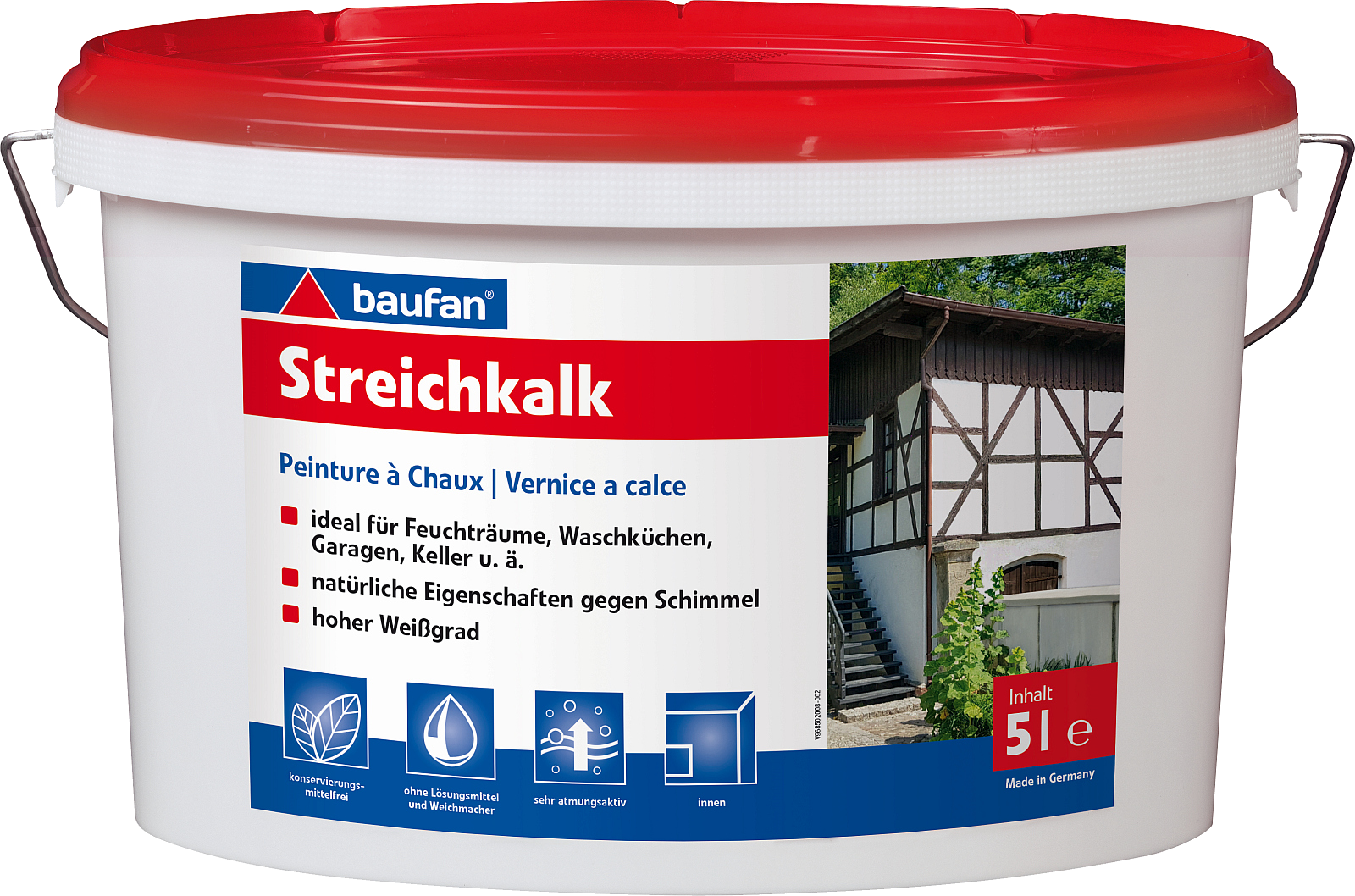 5L BAUFAN Streichkalk, für innen und geschützten Außenbereich