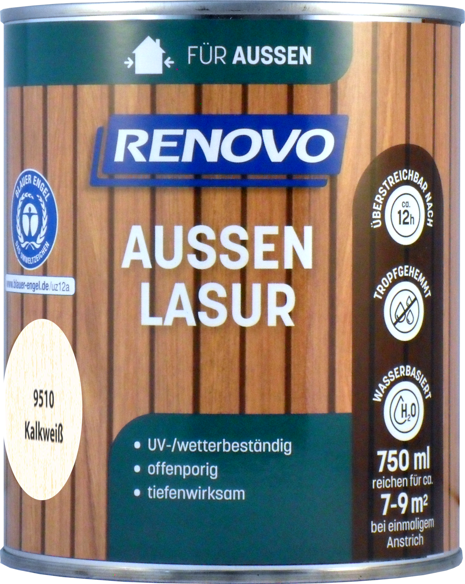 750ml Renovo Wetterlasur Nr.9510 Kalkweiss