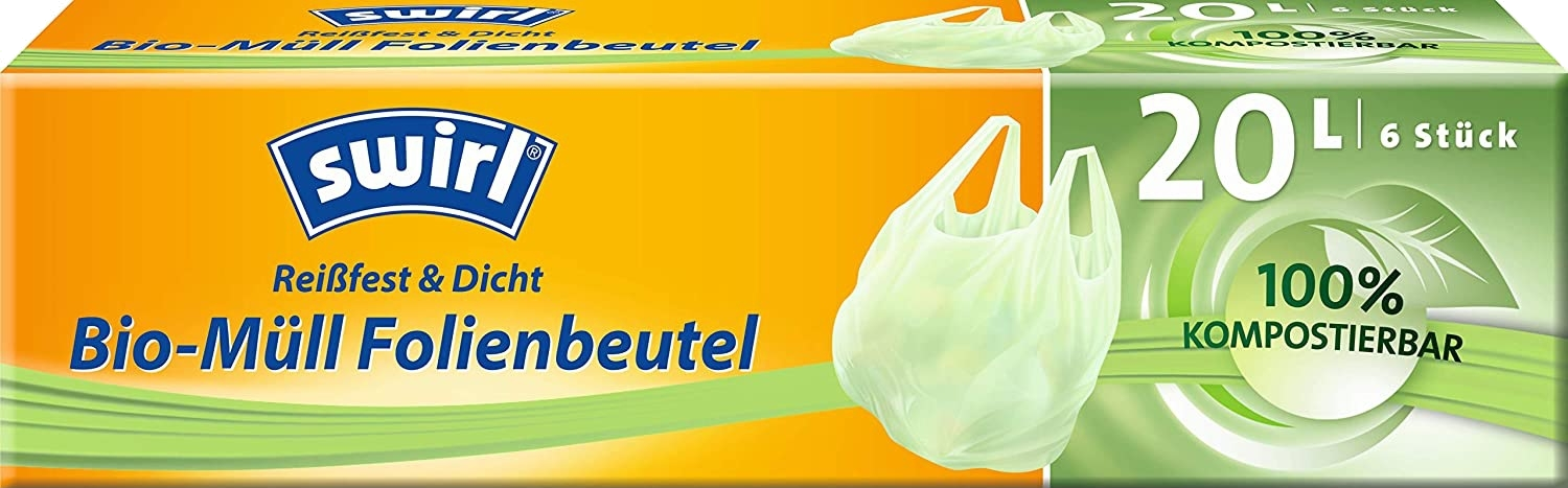 Swirl 20 Liter BIO Müll-Folienbeutel mitTragegriff (6/Rolle)