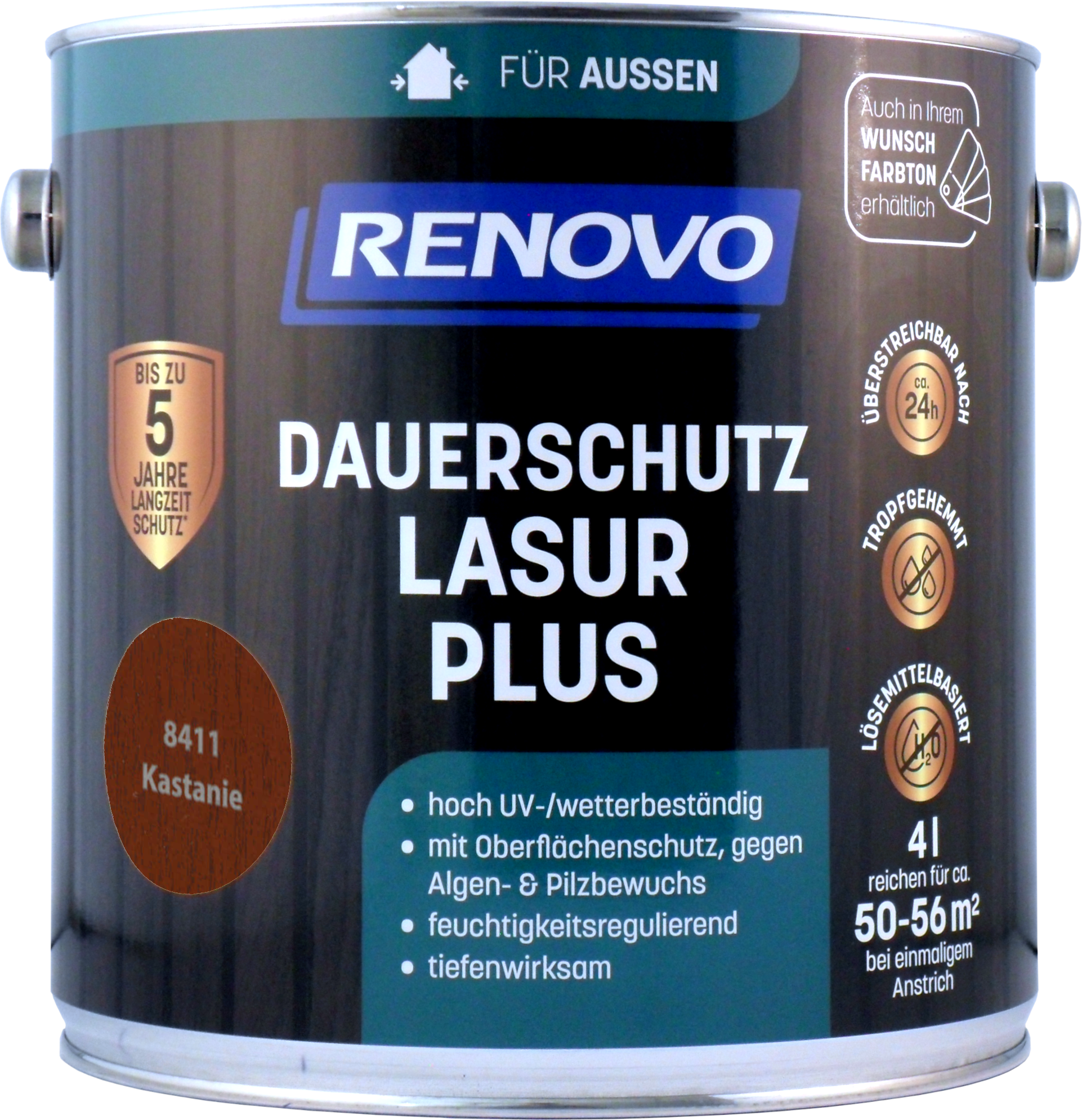4L Renovo Dauerschutzlasur PLUS Nr.8411 kastanie