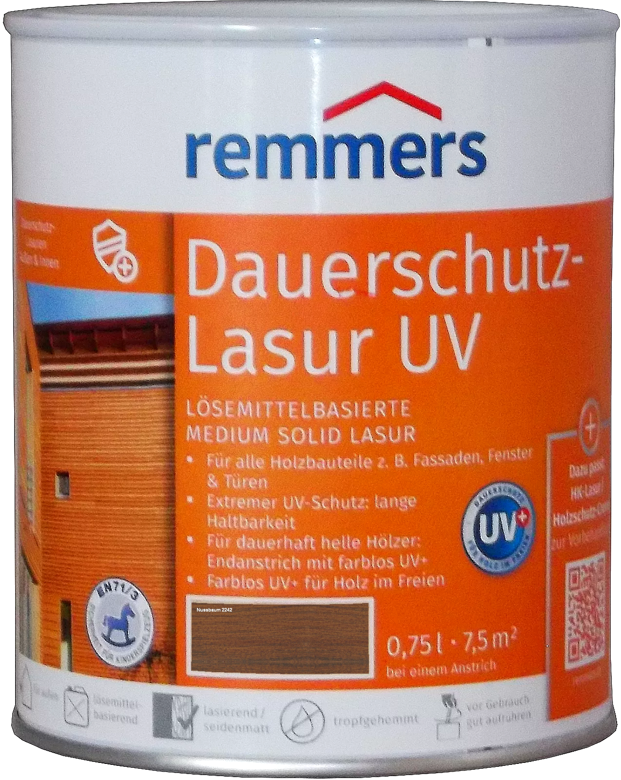 750ml Remmers Dauerschutz-Lasur UV Nussbaum