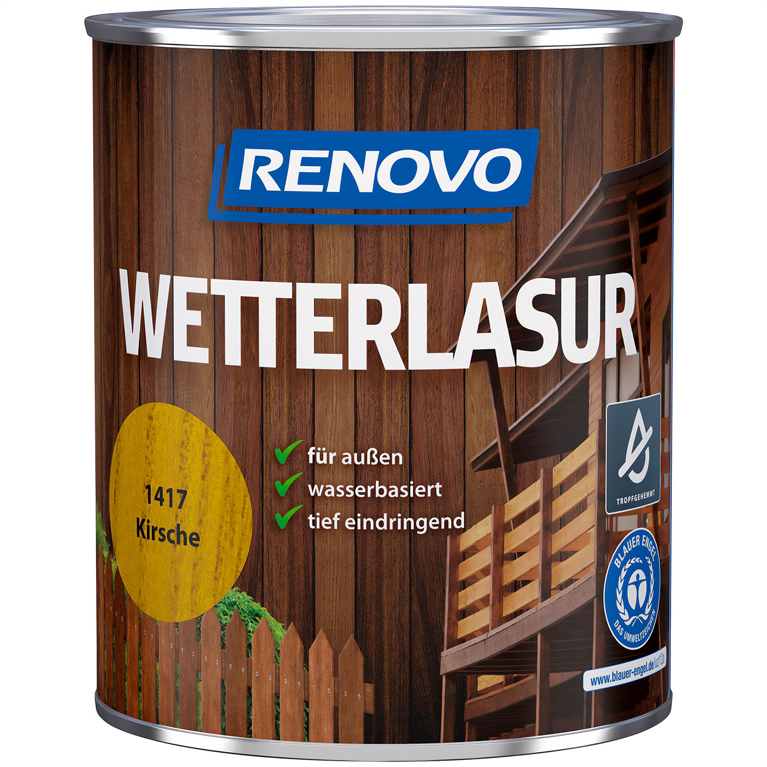 750ml Renovo Wetterlasur/ Aussenlasur Nr.1417 Oregon Pine ehemals Kirsche
