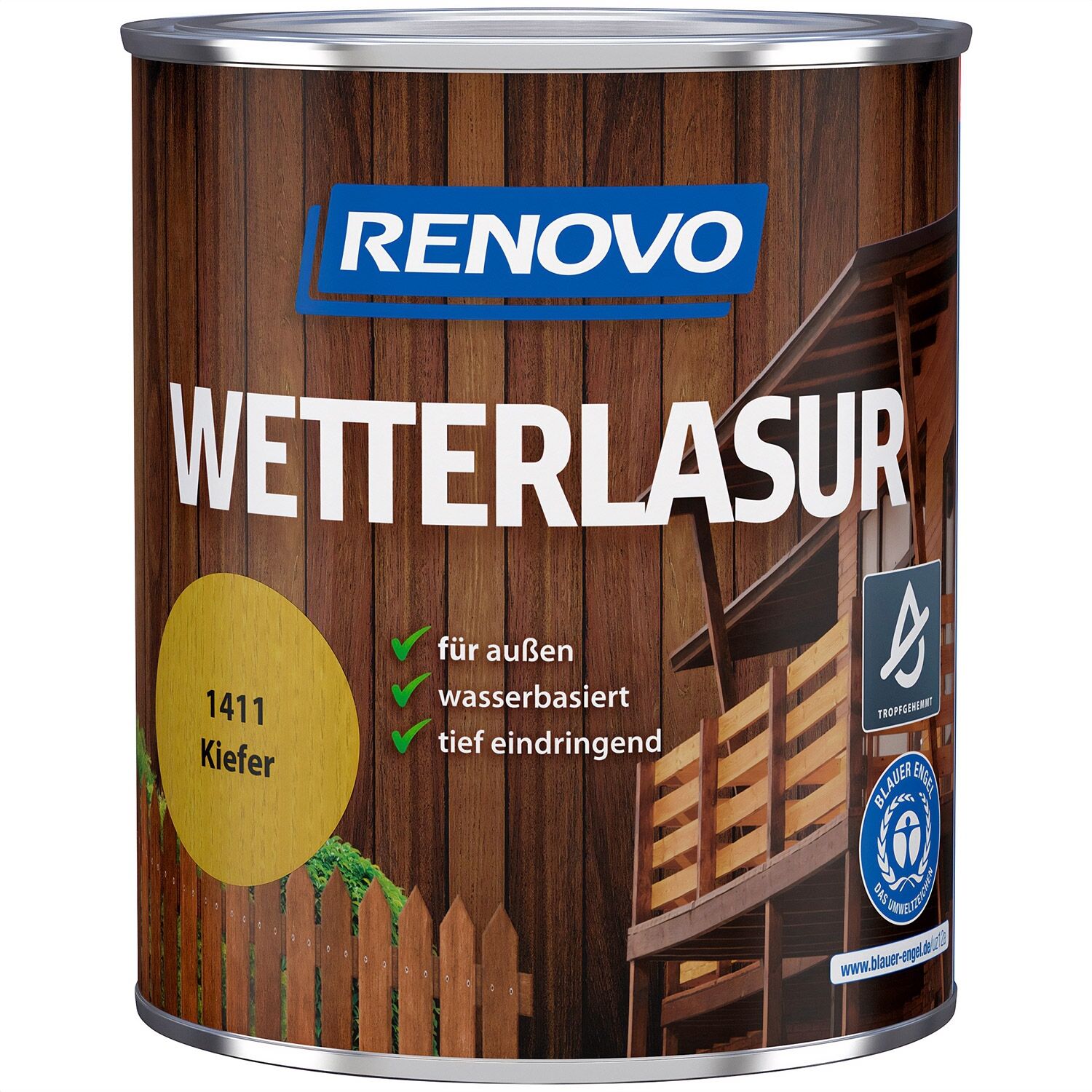 750ml Renovo Wetterlasur Nr.1411 Kiefer