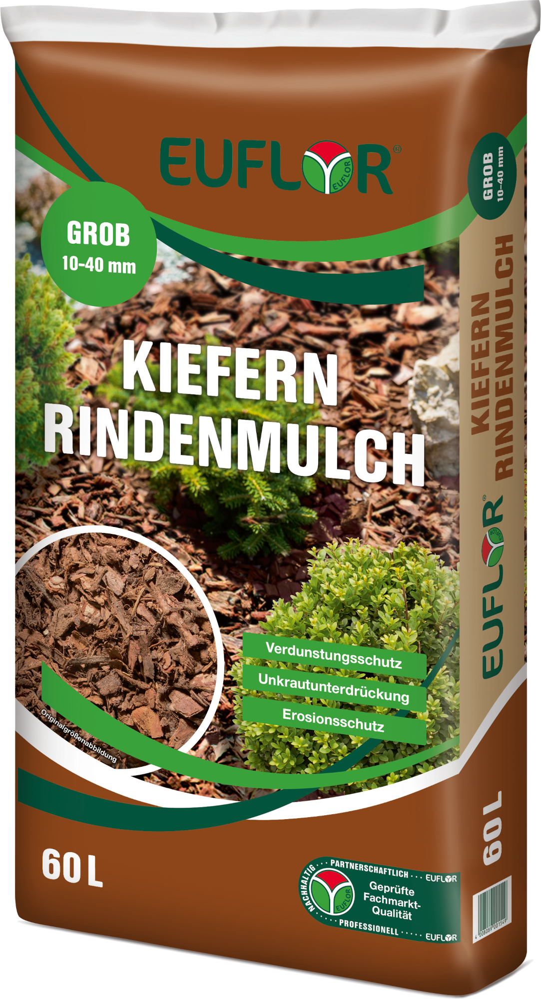 EUFLOR Kiefernrindenmulch 60 l Sack, grob 10-40 mm