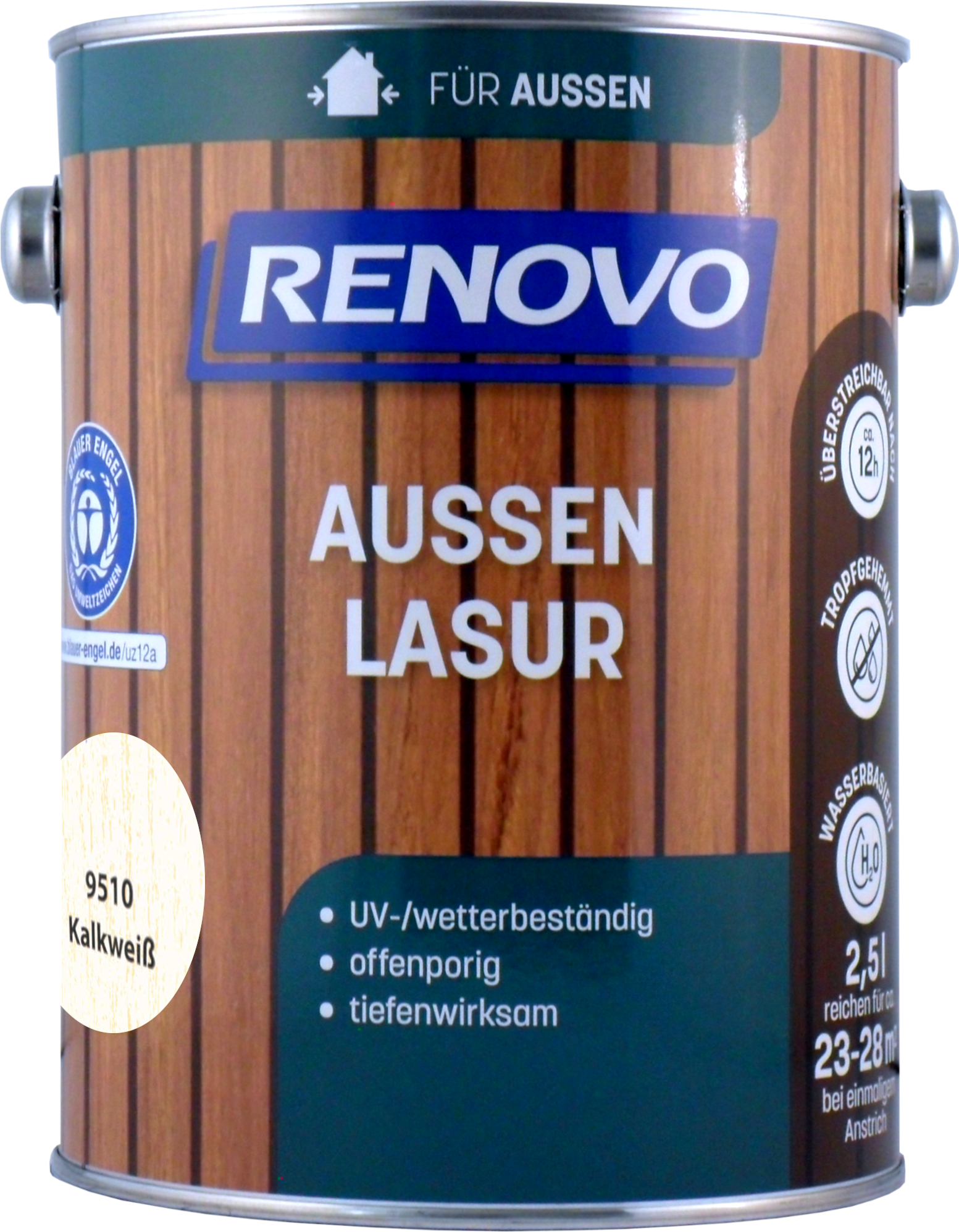 2,5L Renovo Wetterlasur wb. Nr.9510 kalkweiß