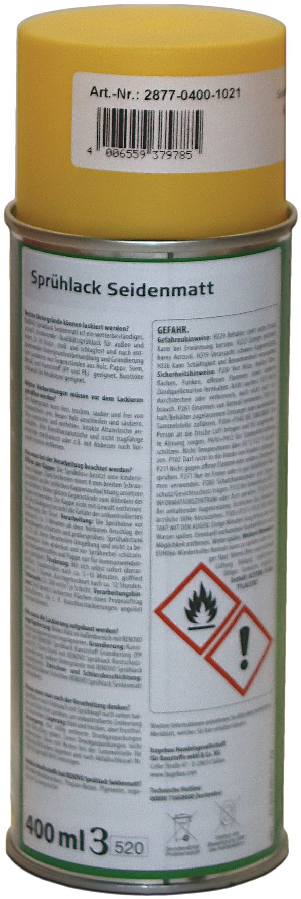 400ml Renovo Sprühlack Seidenmatt Rapsgelb RAL1021