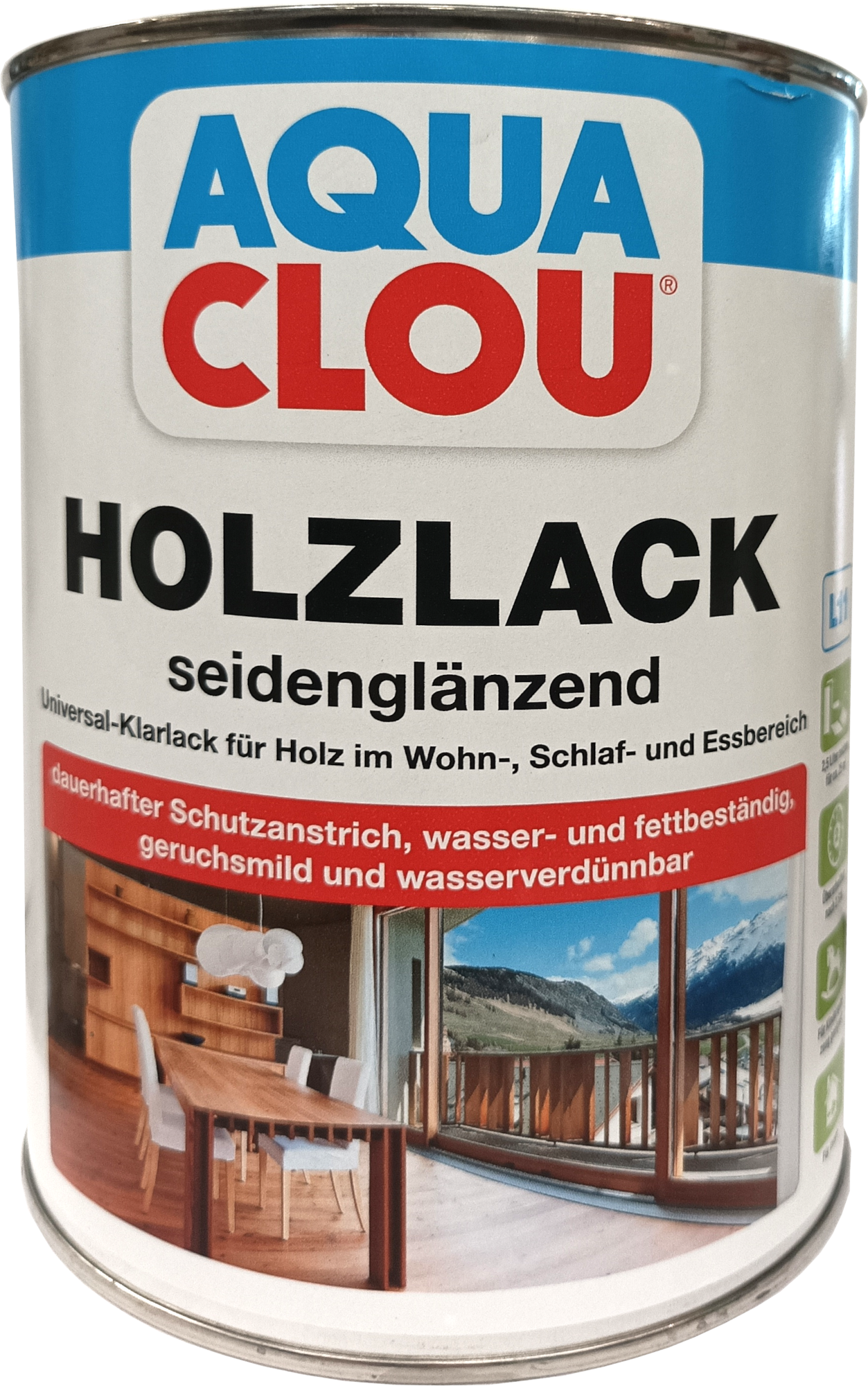 2,5L Aqua CLOU Holzlack L11 seidenglanz