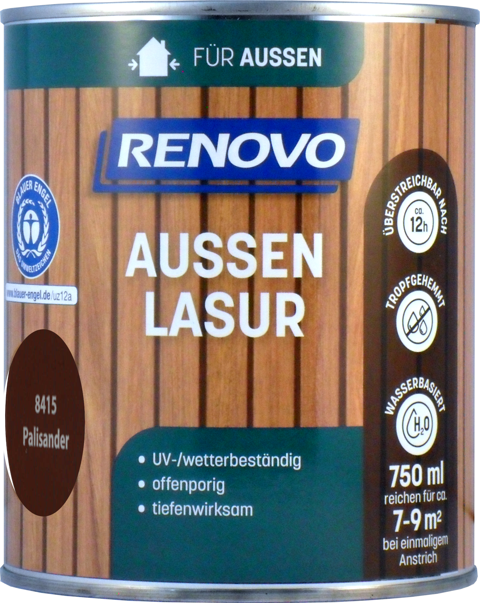 750ml Renovo Wetterlasur Nr.8415 Palisander