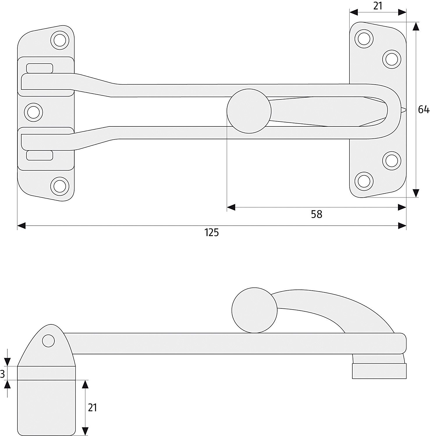 ABUS Türriegel/Sperrbügel SPN110-21N nickel matt