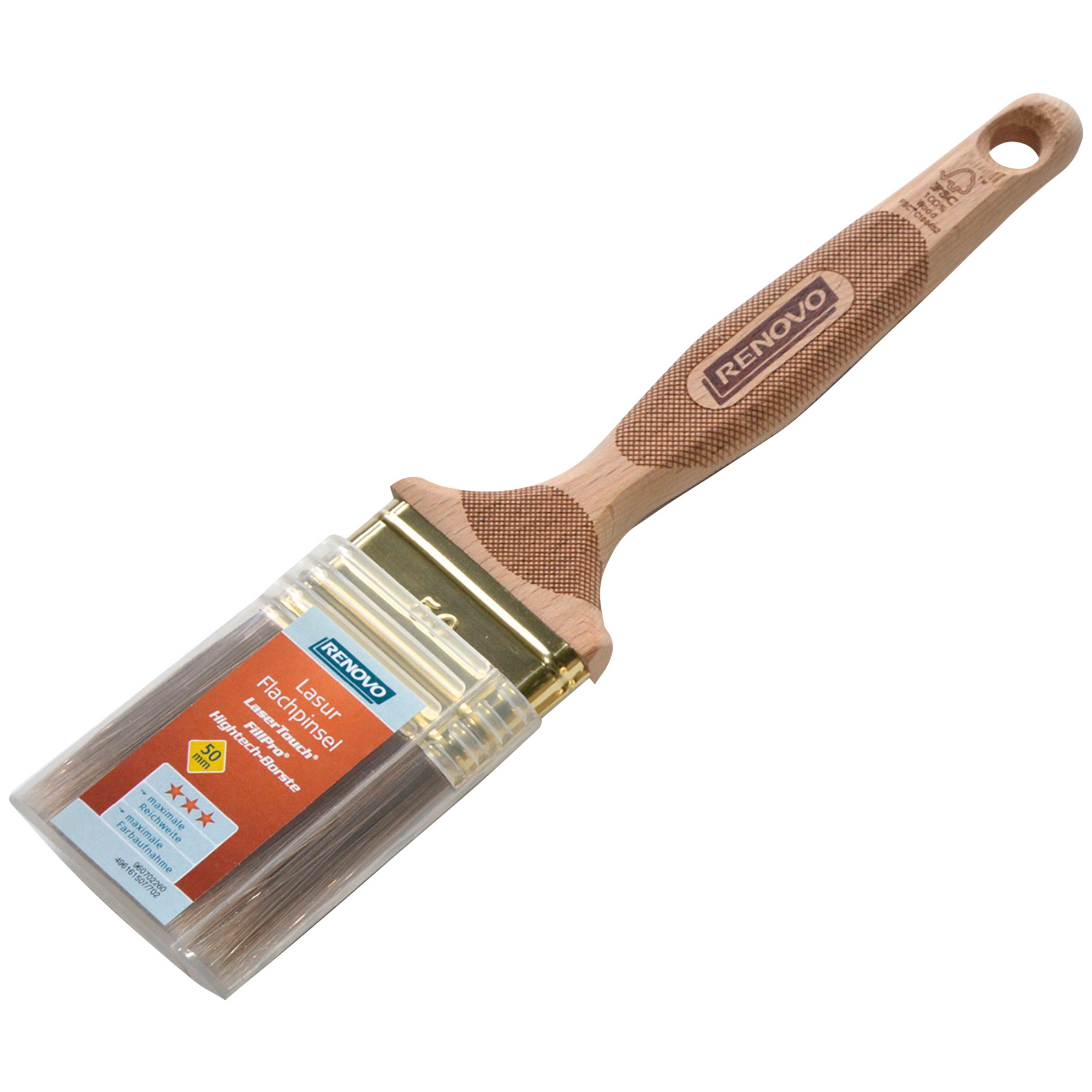 50mm Renovo Lasur-Flachpinsel Holzgriff, Fillpro