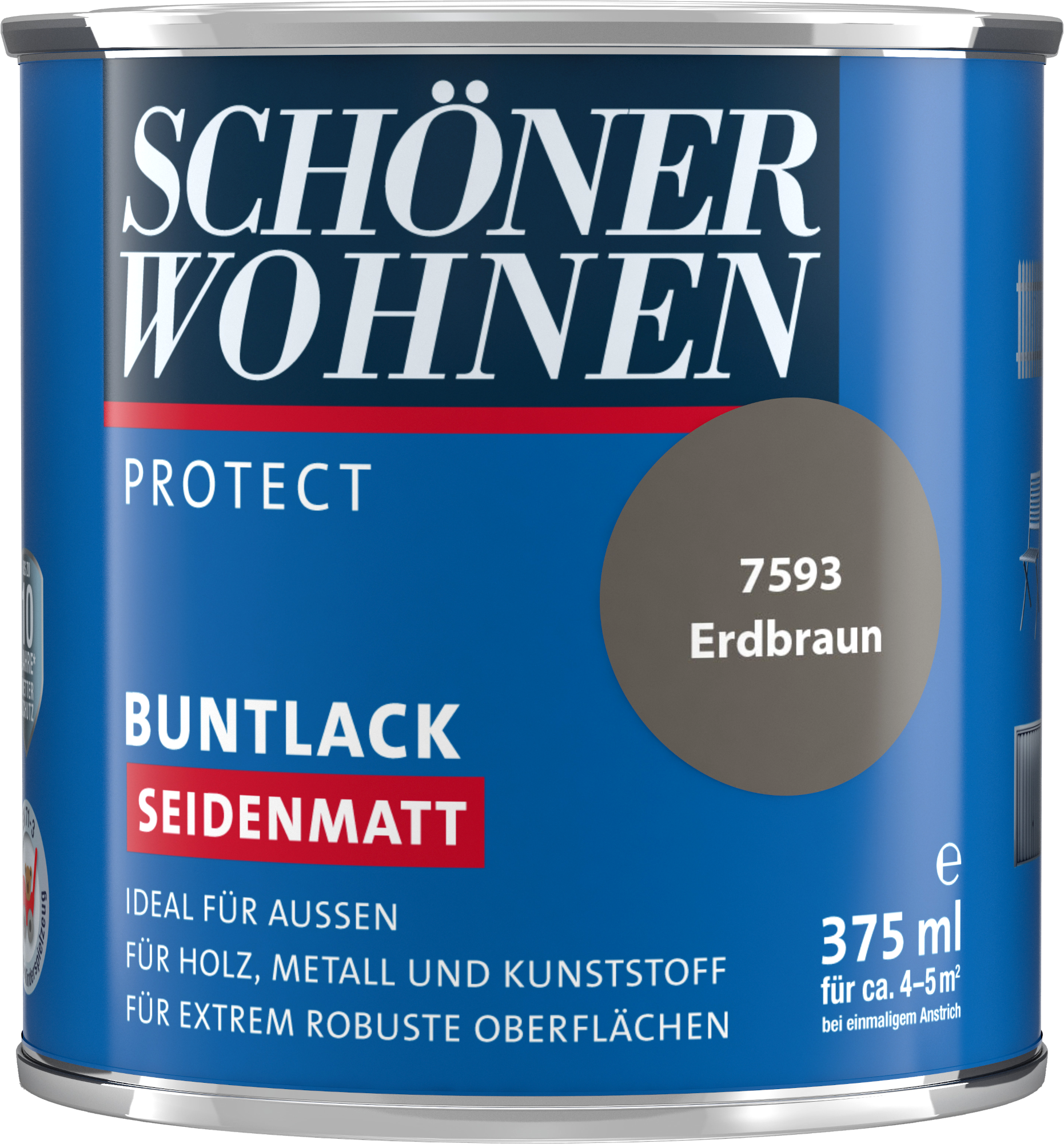 375ml Schöner Wohnen Protect Buntlack seidenmatt 7593 Erdbraun