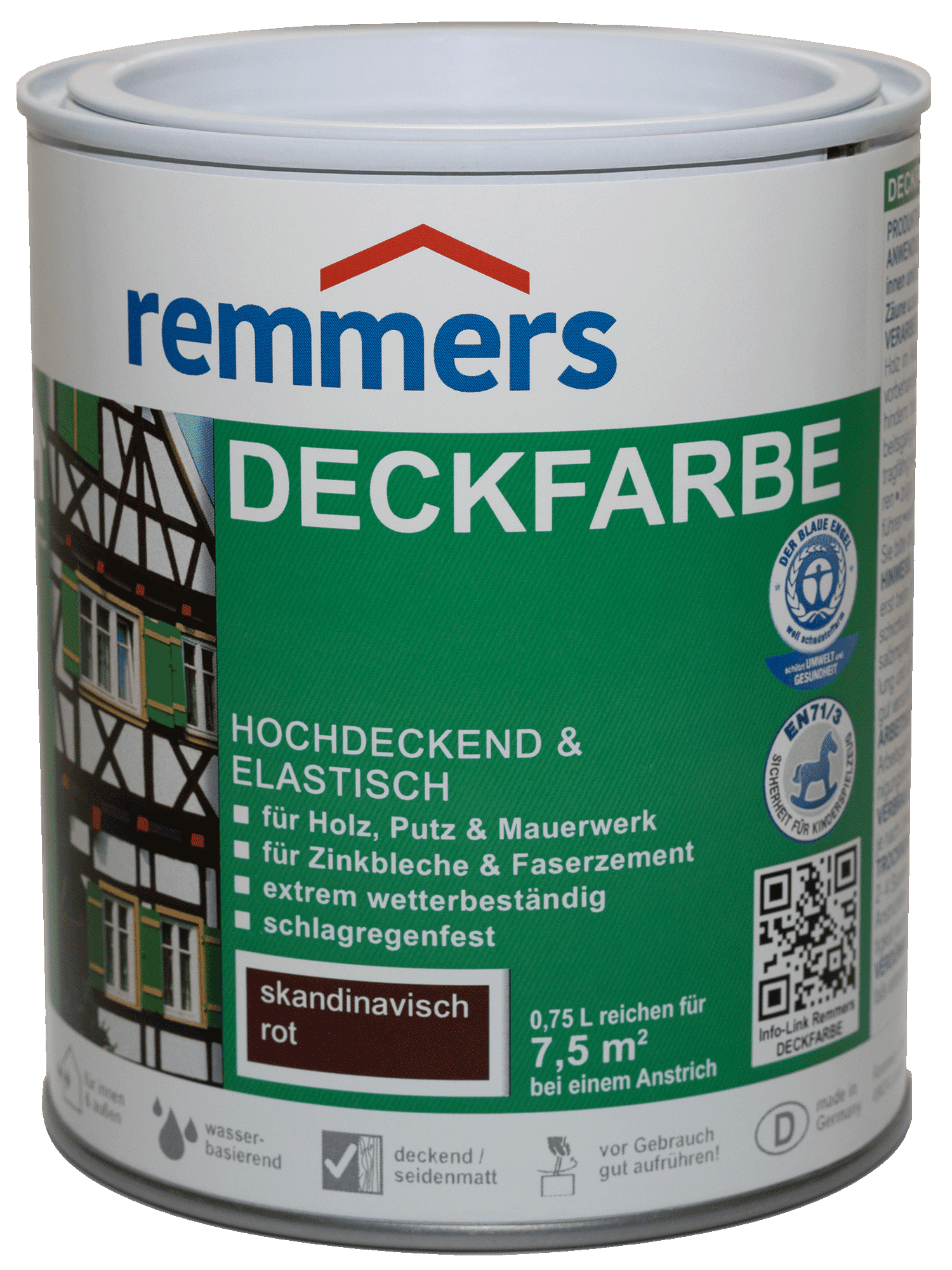 750ml Remmers Deckfarbe Skandinavish Rot