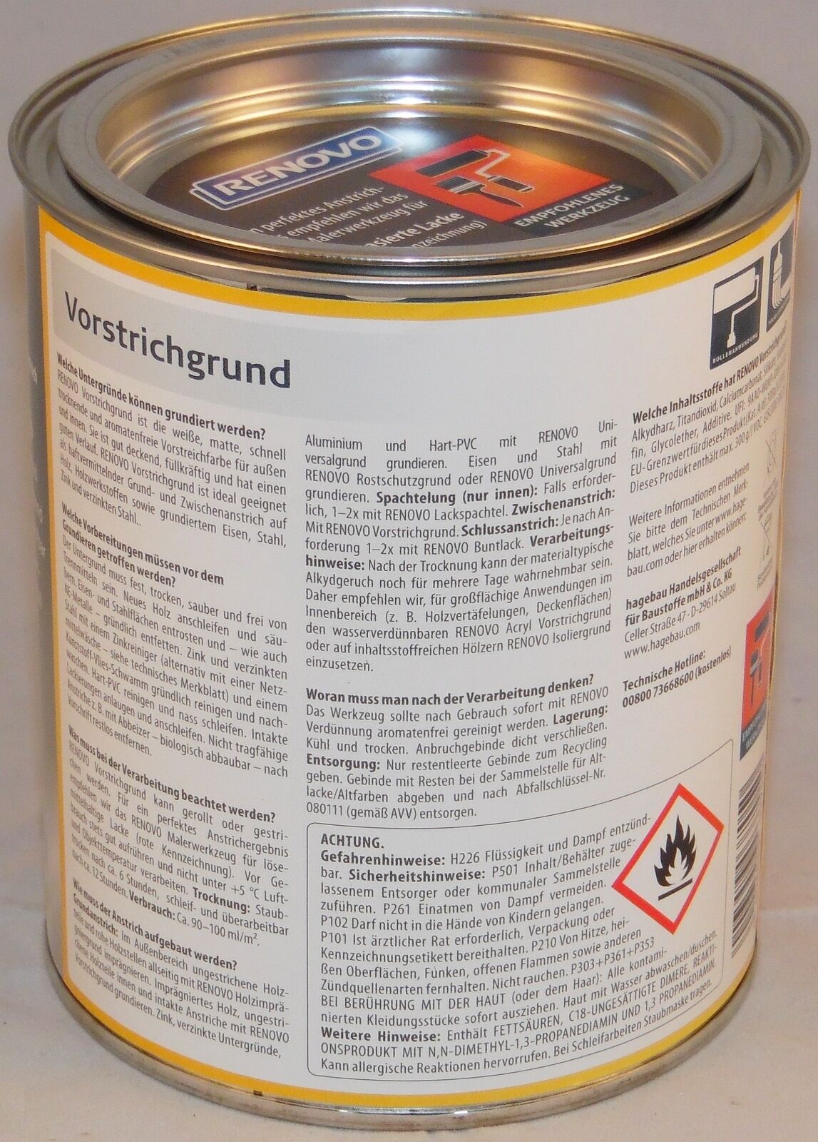 750ml Renovo Vorstrichgrund weiss Matt