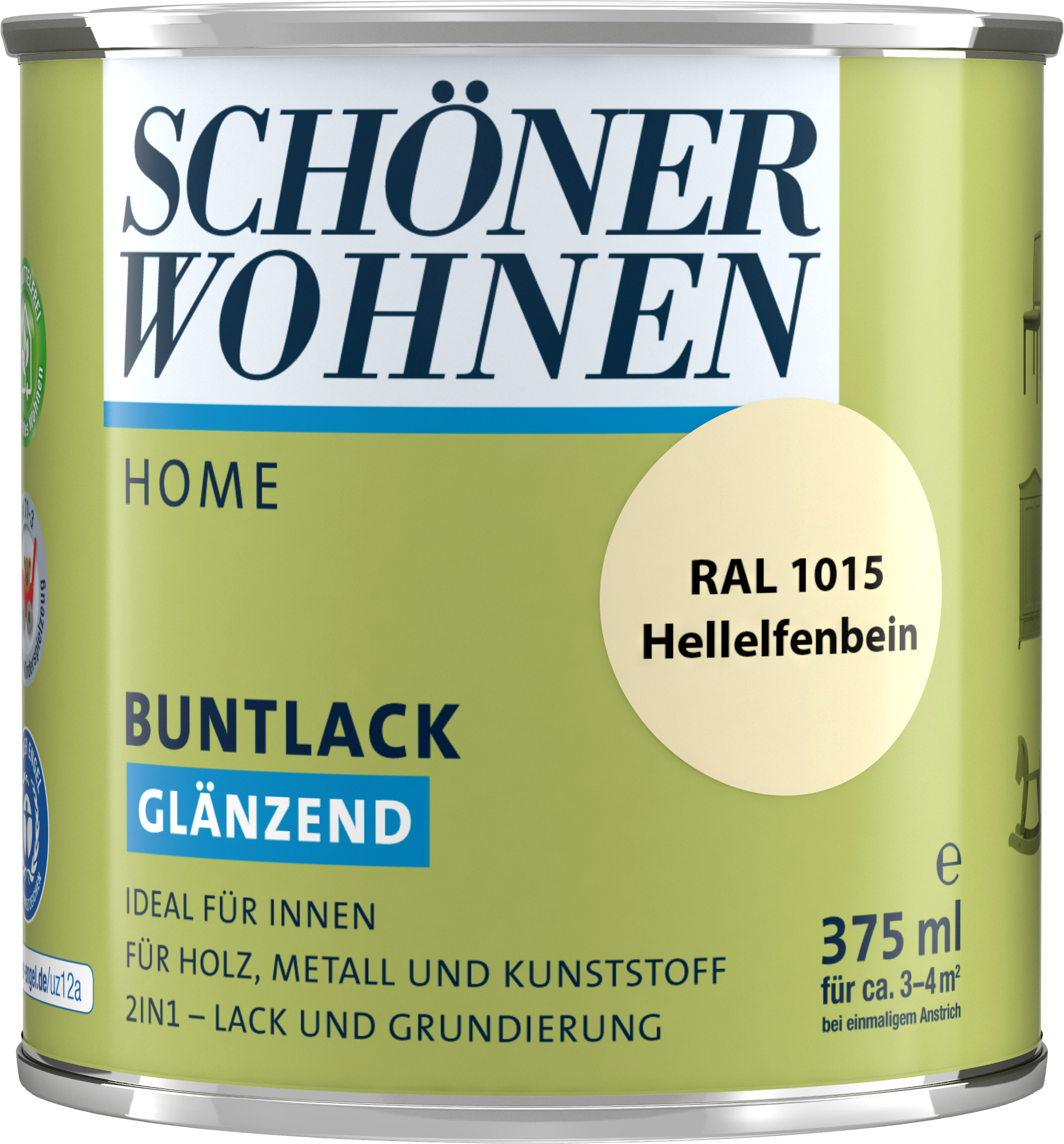 375ml Schöner Wohnen Home Buntlack glänzend, RAL 1015 Hellelfenbein