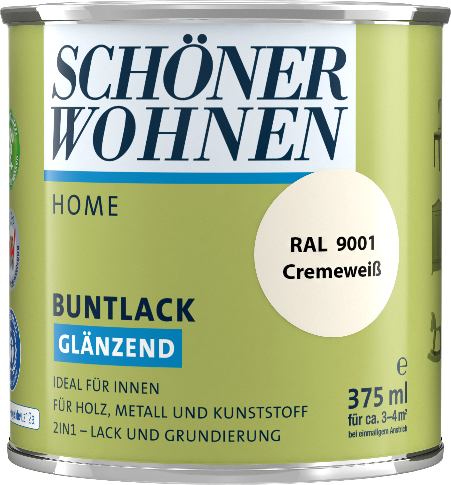 375ml Schöner Wohnen Home Buntlack glänzend, RAL 9001 Cremeweiß