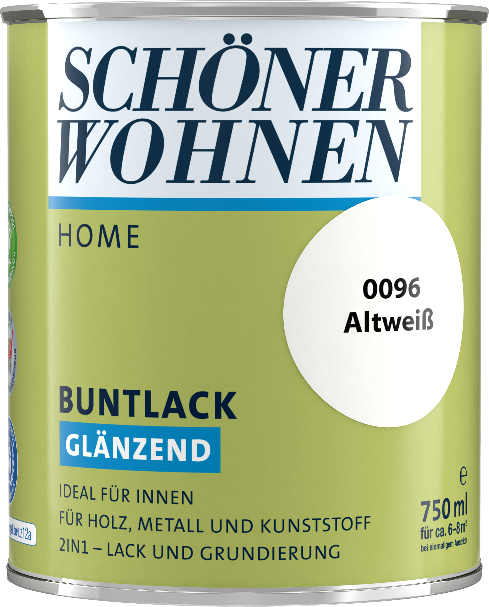 750ml Schöner Wohnen Home Buntlack glänzend, 0096 Altweiß