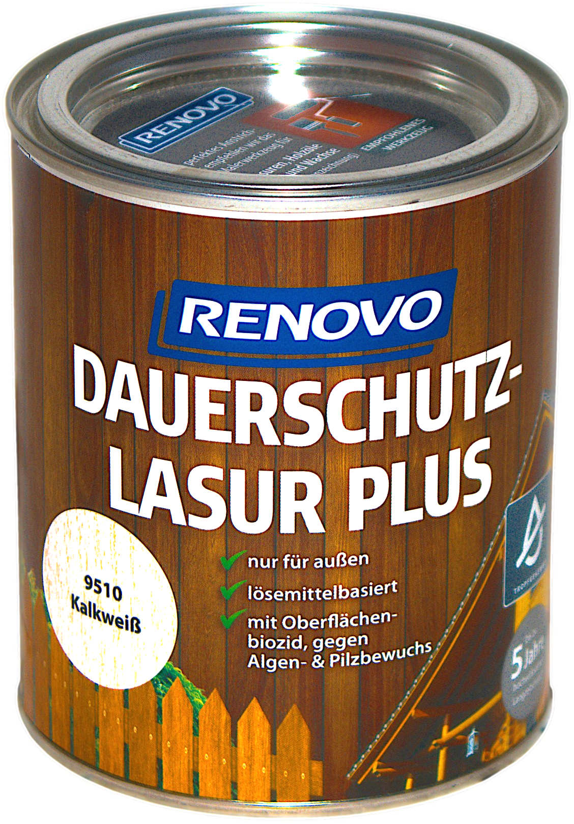 750ml Renovo Dauerschutzlasur PLUS Nr.9510 Kalkweiss