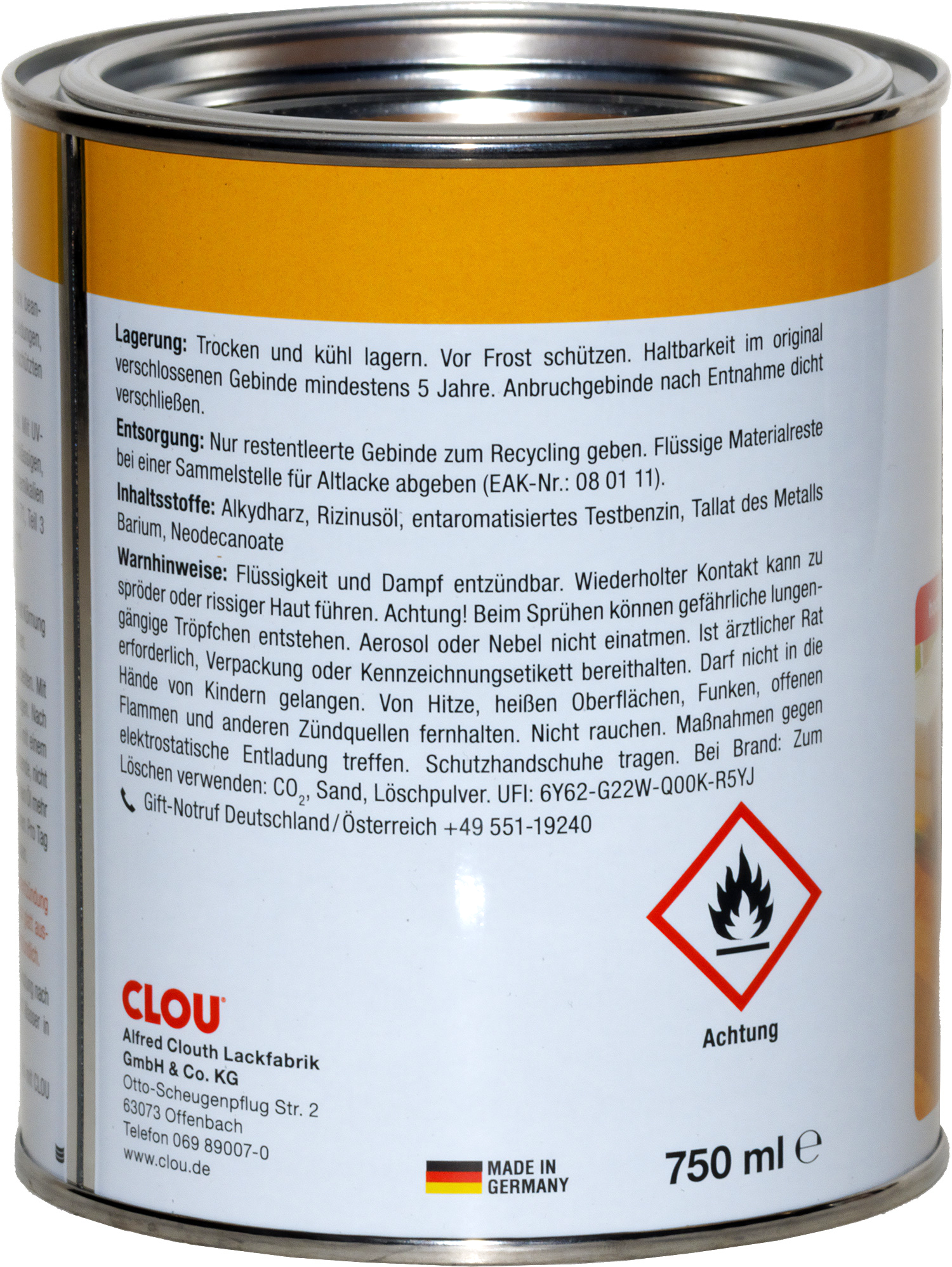 750ml Clou Hartöl rotbraun