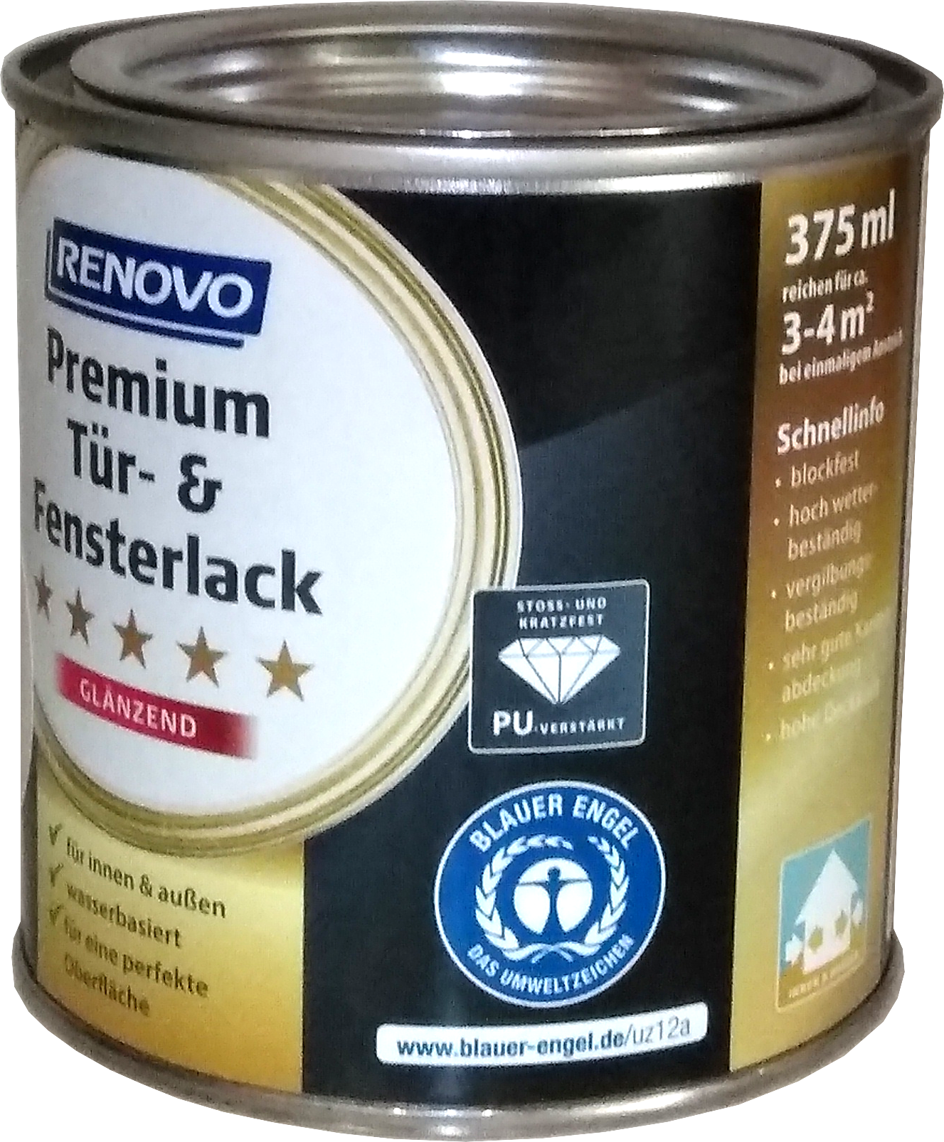 375ml Renovo Premium Tür- & Fensterlack glänzend RAL0095 Weiß