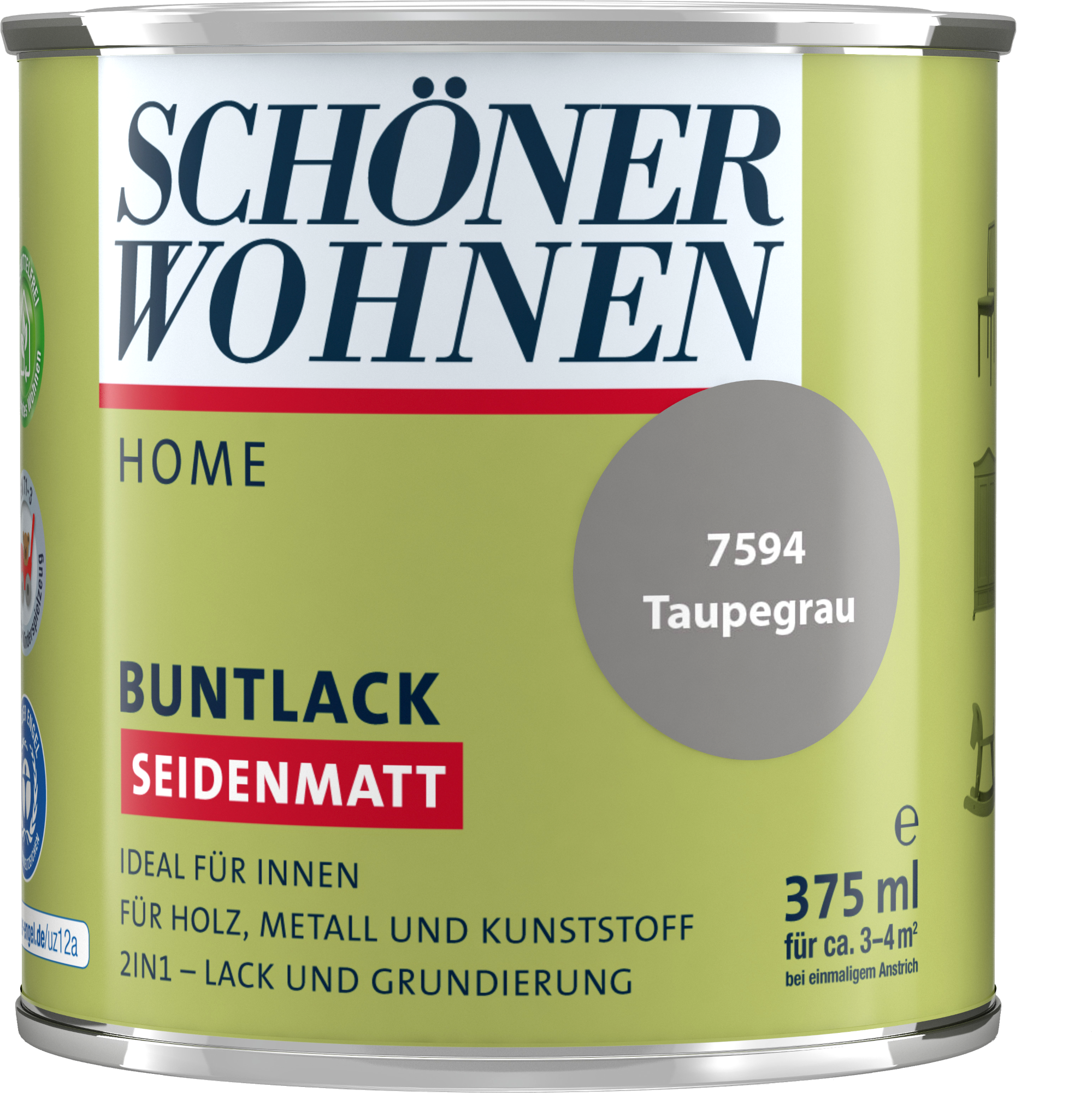 375ml Schöner Wohnen Home Buntlack seidenmatt, 7594 Taupegrau
