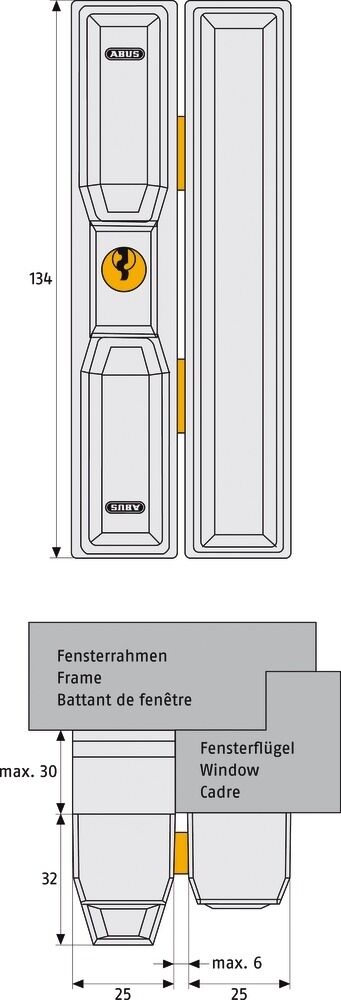 ABUS Fensterschloß FTS88 weiss