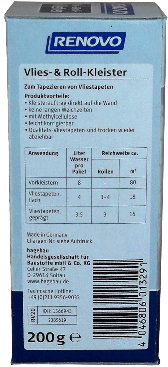 200g Vlies-& Rollkleister Tapetenkleber Vlieskleister