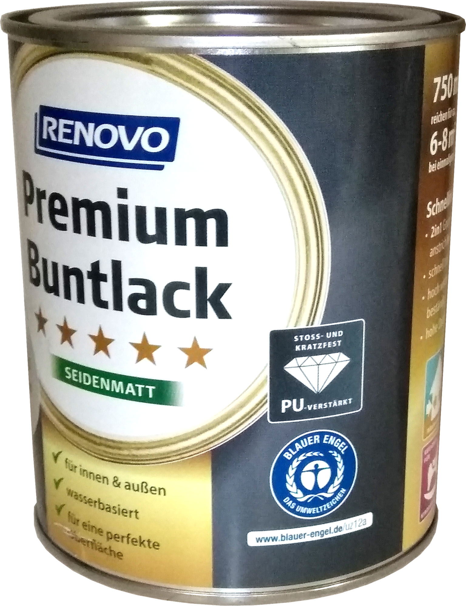 750ml Renovo Premium Buntlack seidenmatt RAL7001 Silbergrau