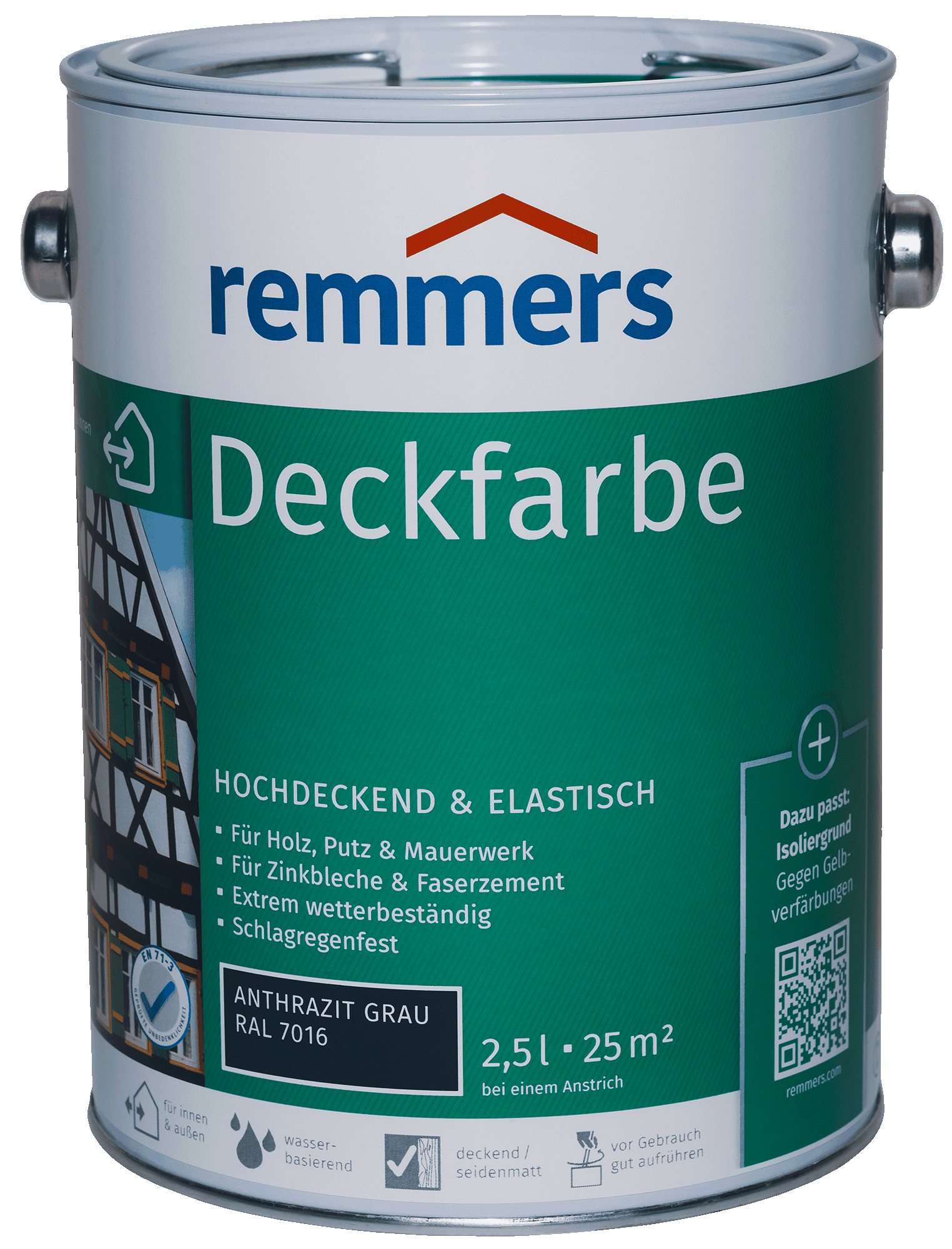 2,5L Remmers Deckfarbe Anthrazitgrau