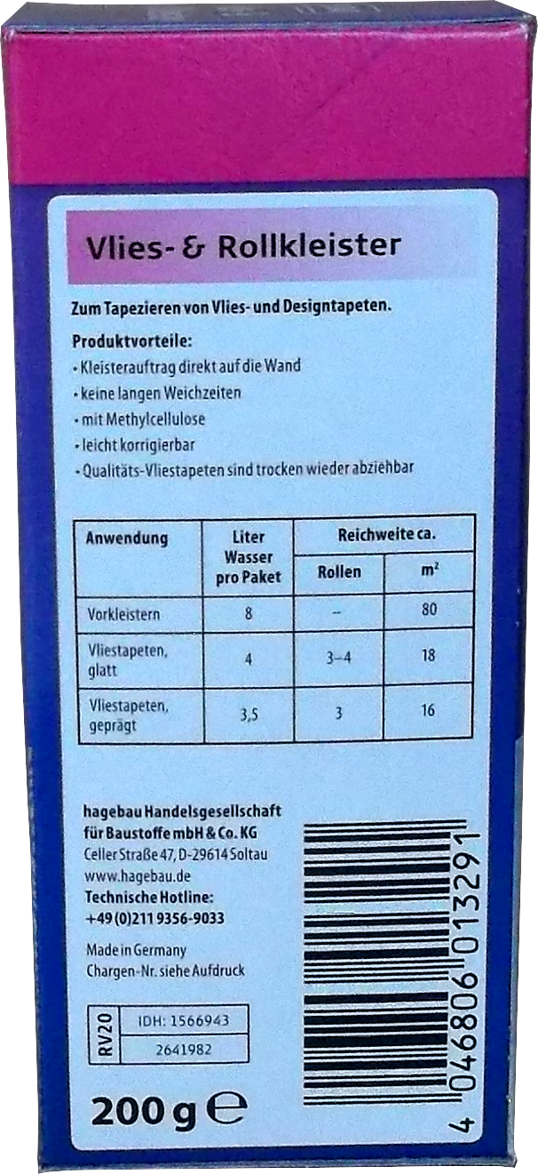 200g Vlies-& Rollkleister Tapetenkleber Vlieskleister